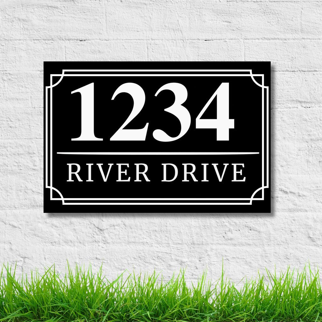 Custom House Number Sign | Modern Black & White Address Plaque
