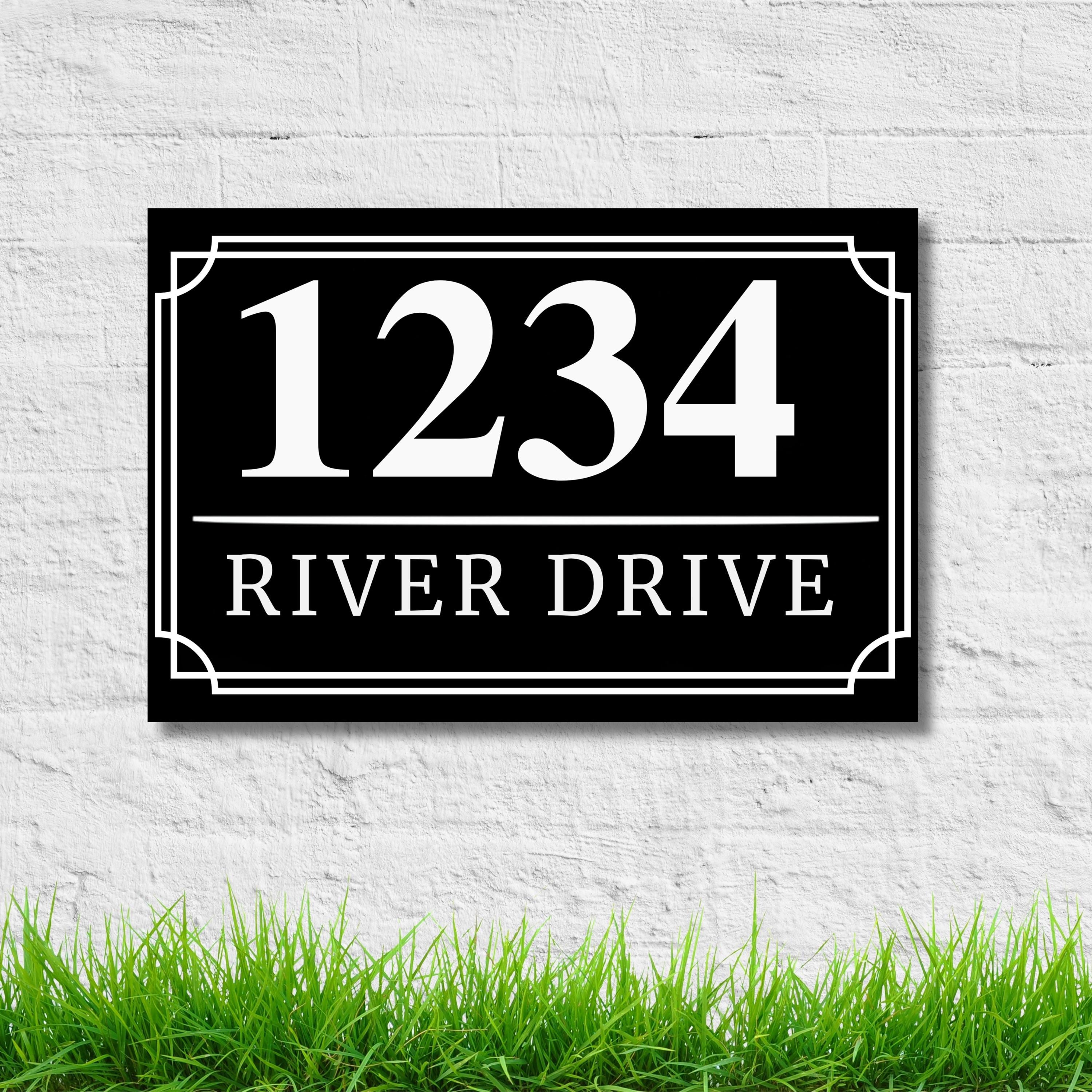 Custom House Number Sign | Modern Black & White Address Plaque