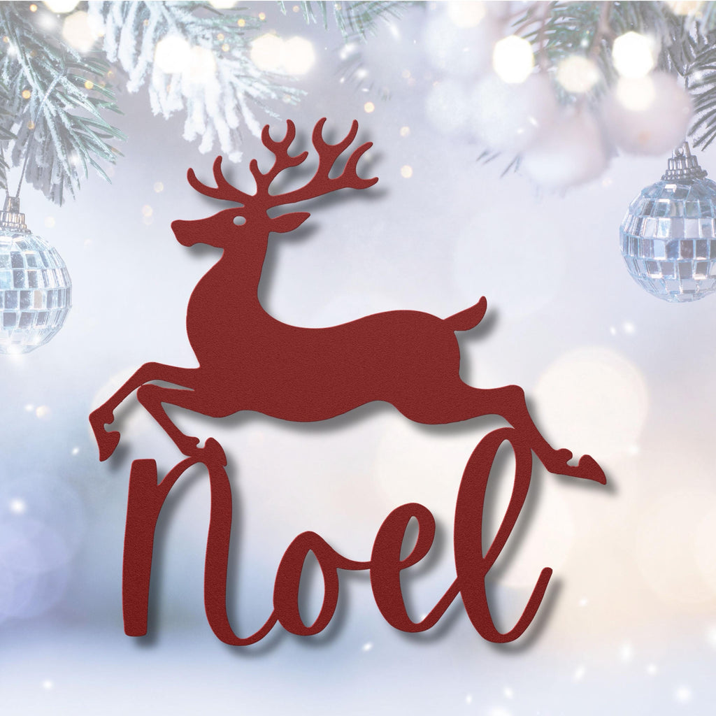 Reindeer Metal Sign, Personalized Christmas Noel Decor