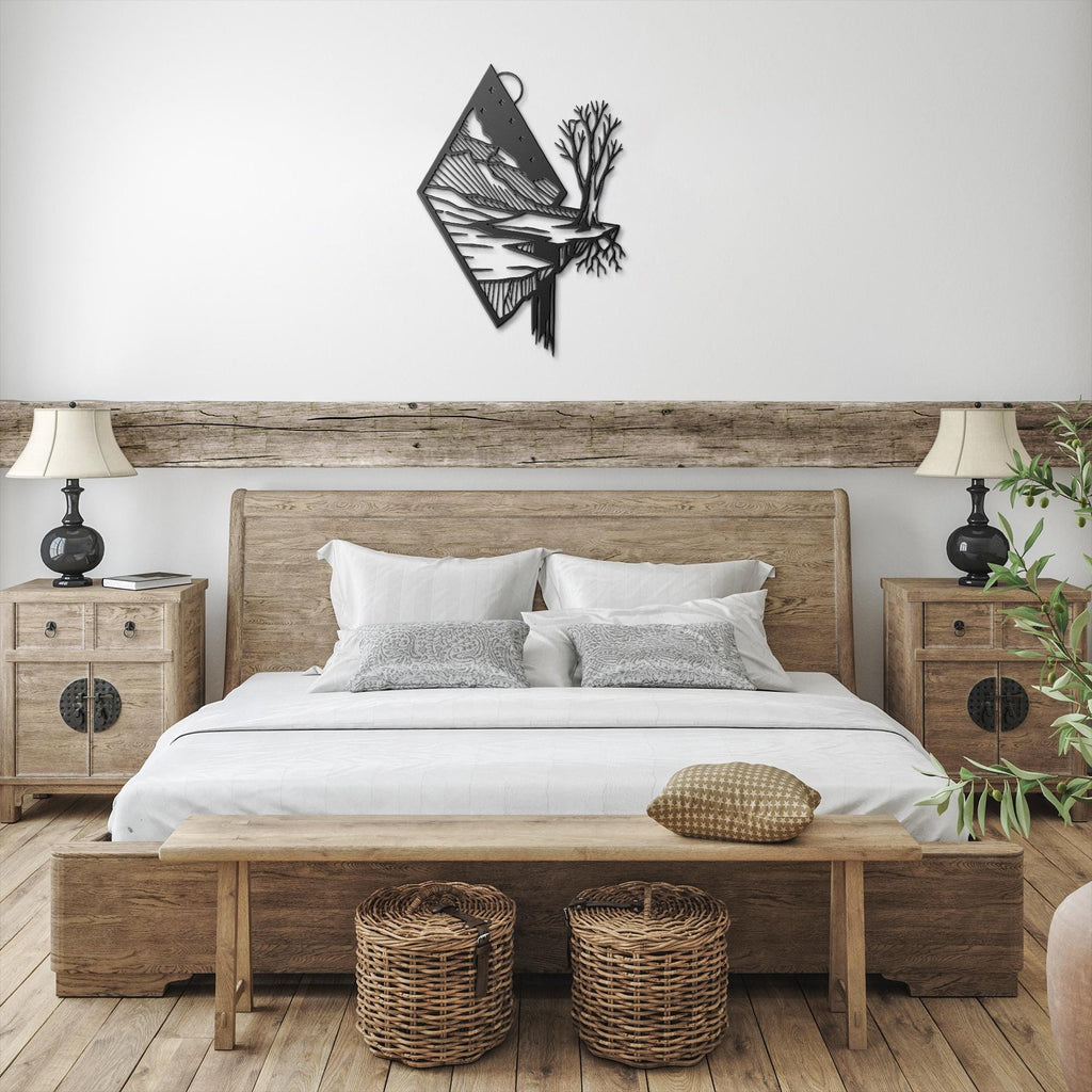 Geometric Metal Wall Art – Mountain Wall Decor With Diamond Waterfall Design