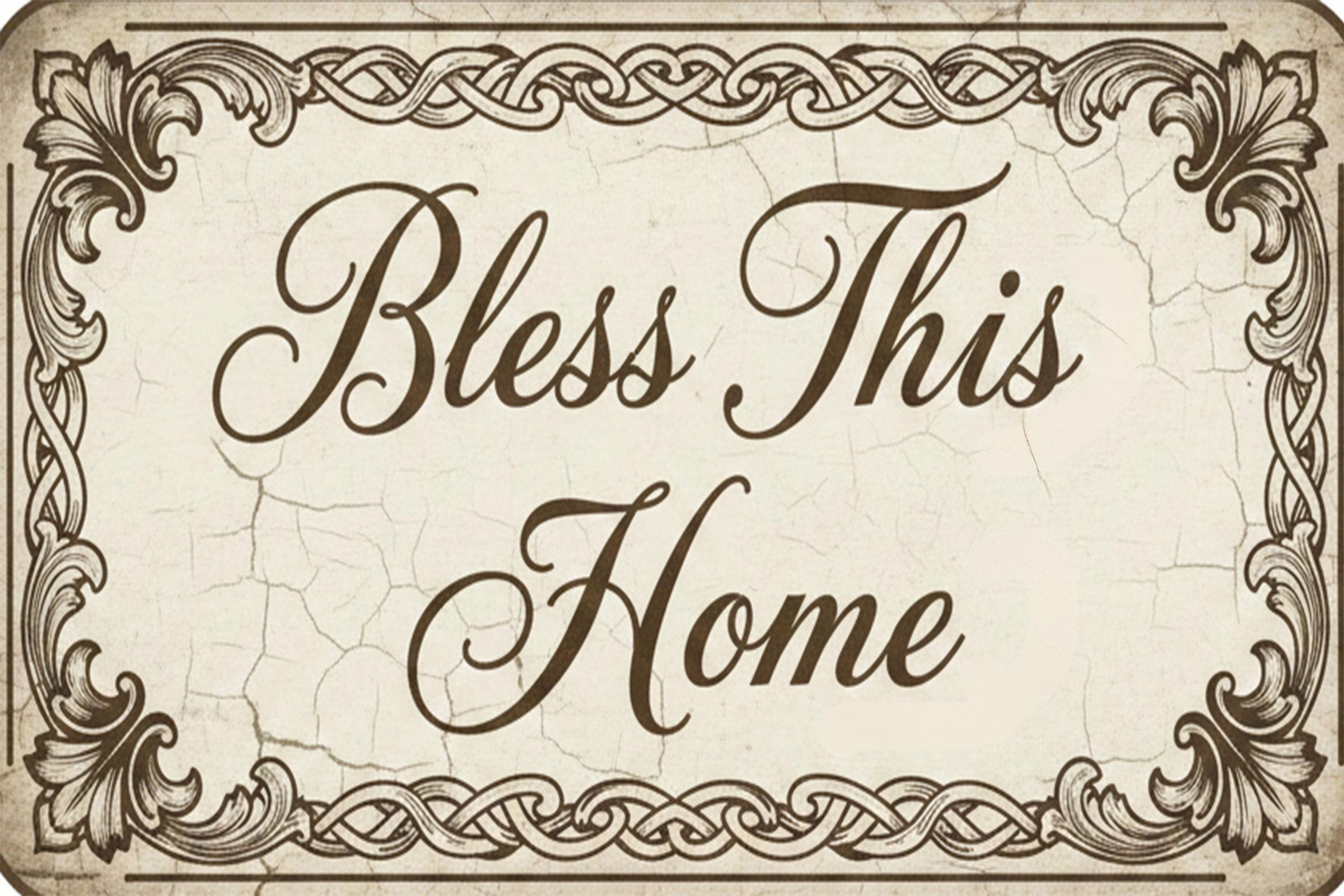 Bless This Home Metal Sign - Vintage Ornate Border Wall Art, Elegant Religious Decor, Classic Housewarming Gift, Traditional Kitchen Art