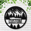 Personalized Mountain Sign - Custom Metal Sign | Forest Cabin Name Plaque