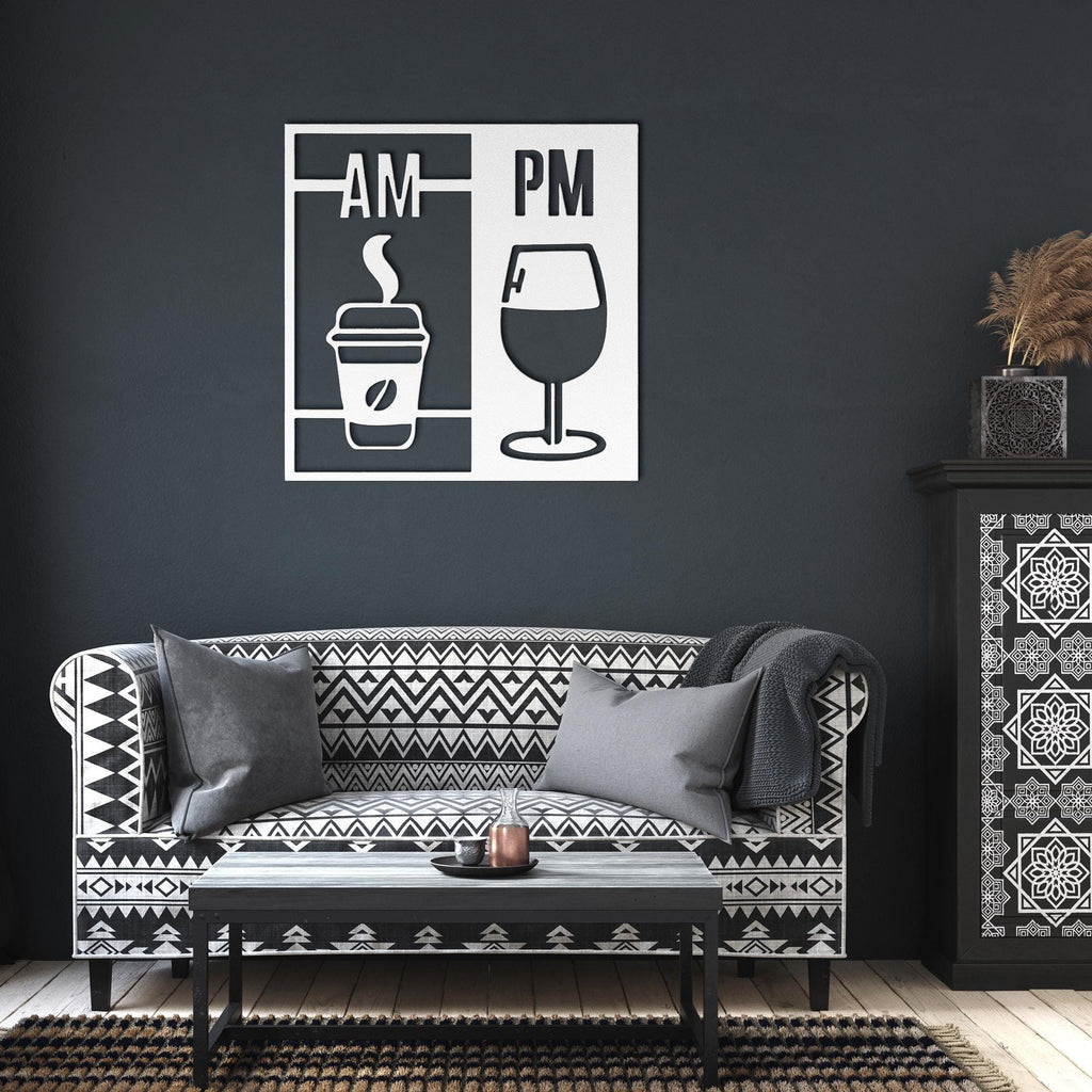 Coffee & Wine Metal Wall Art | AM PM Drink Sign