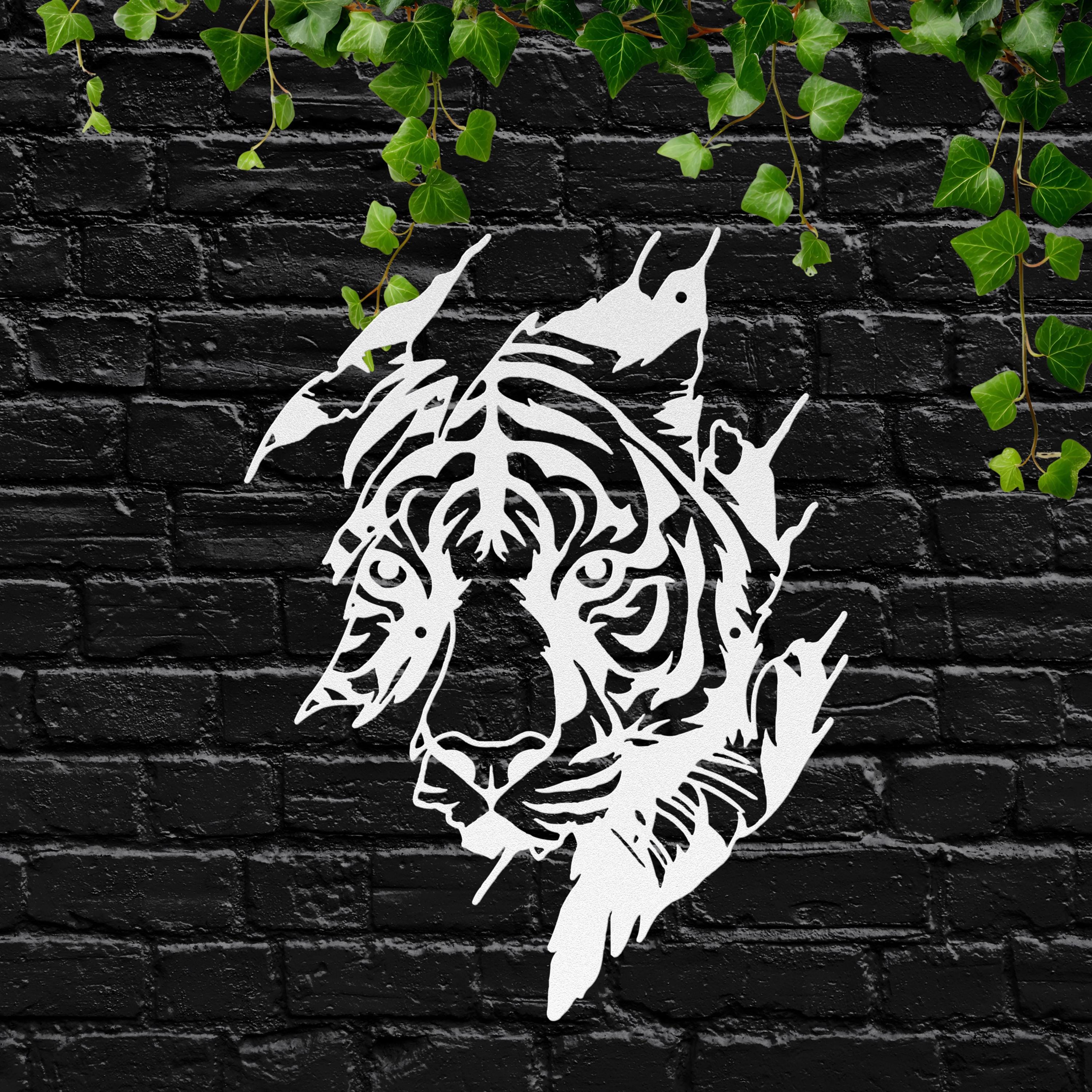 Tiger Metal Wall Art, Jungle Animal Home Decor, Wild Cat Die Cut Sign, Ripped Metal Wildlife Art, Safari Decor