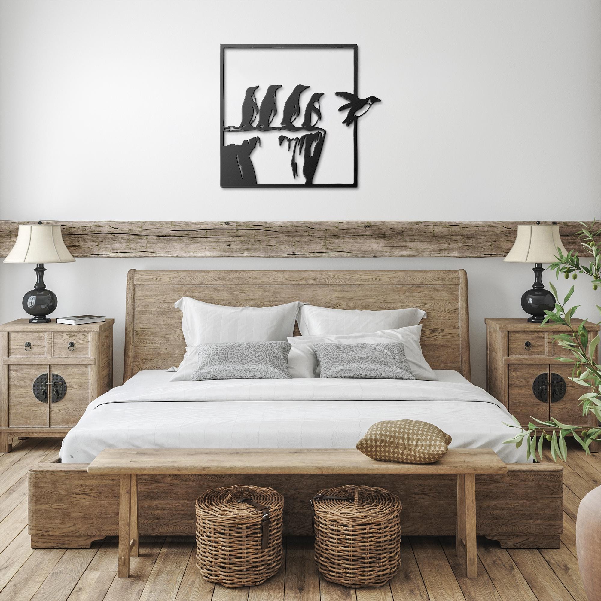 Penguin Metal Wall Art, Jumping Penguins Sign, Arctic Animal Decor, Nursery Wall Art, Bird Silhouette