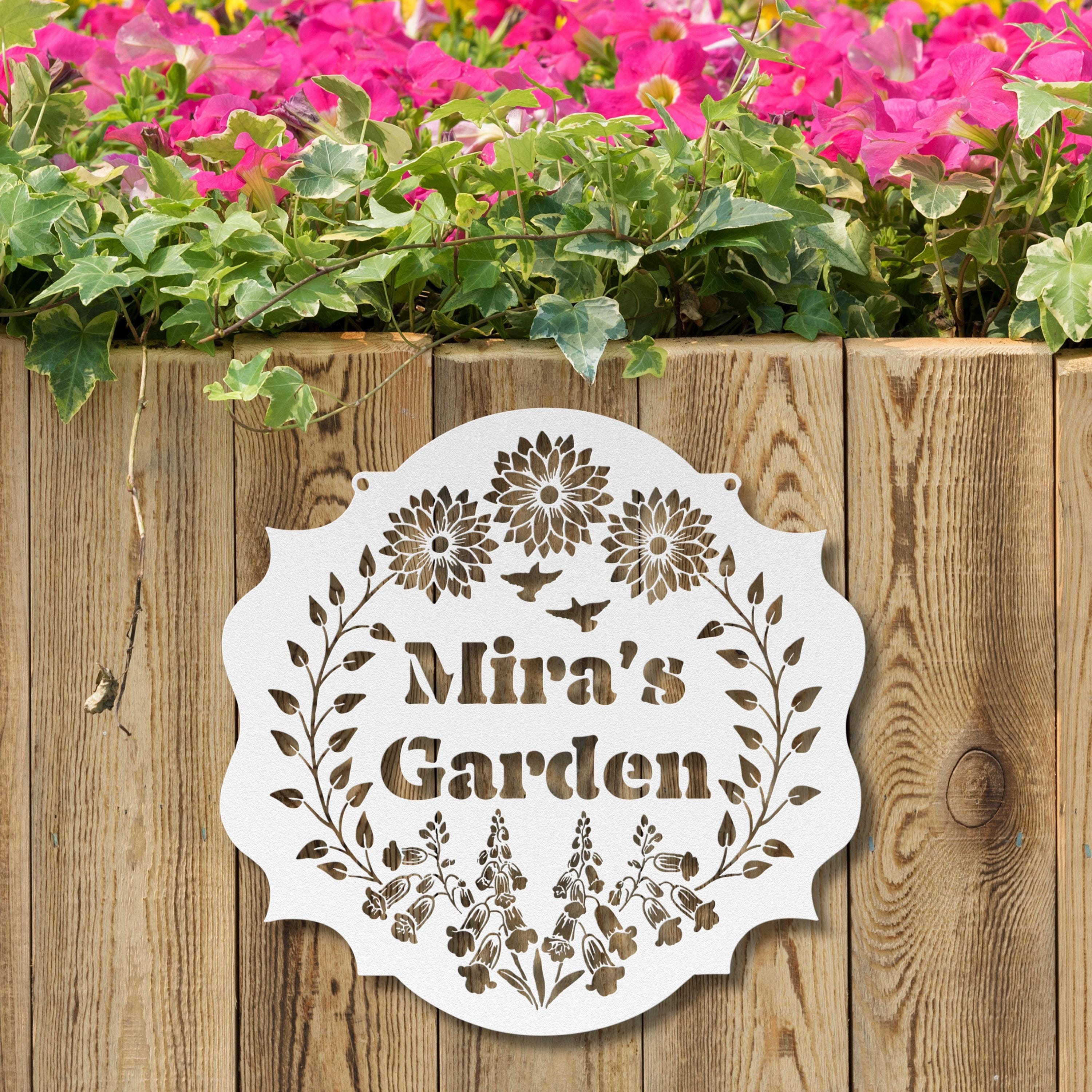 Personalized Metal Garden Sign | Floral Name Welcome Plaque