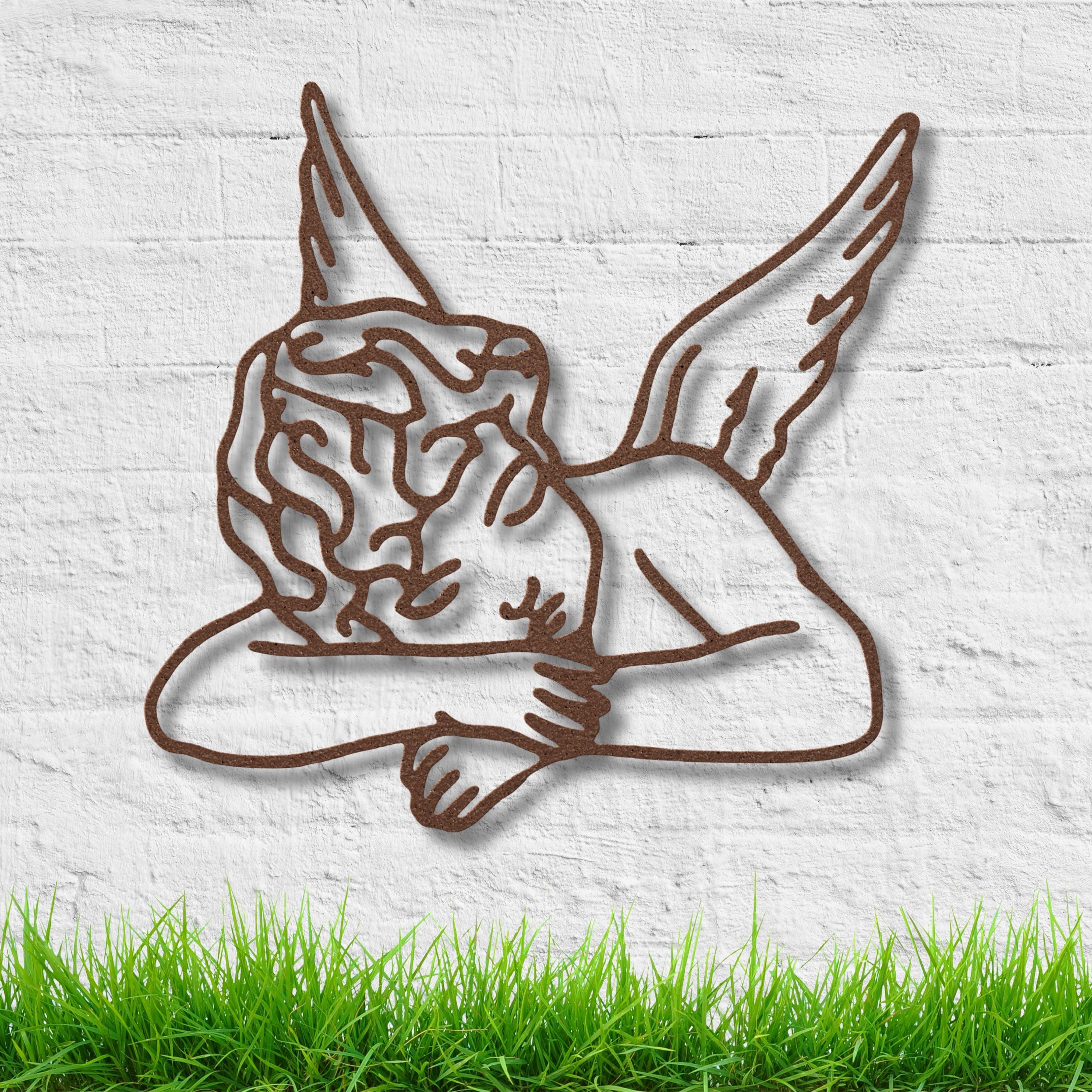 Sleeping Angel Metal Wall Art | Cherub Die-Cut Sign | Ethereal Line Art Home Decor