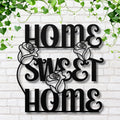 Home Sweet Home Metal Sign, Rose Flower Wall Art, Housewarming Gift, Entryway Decor, Floral Sign