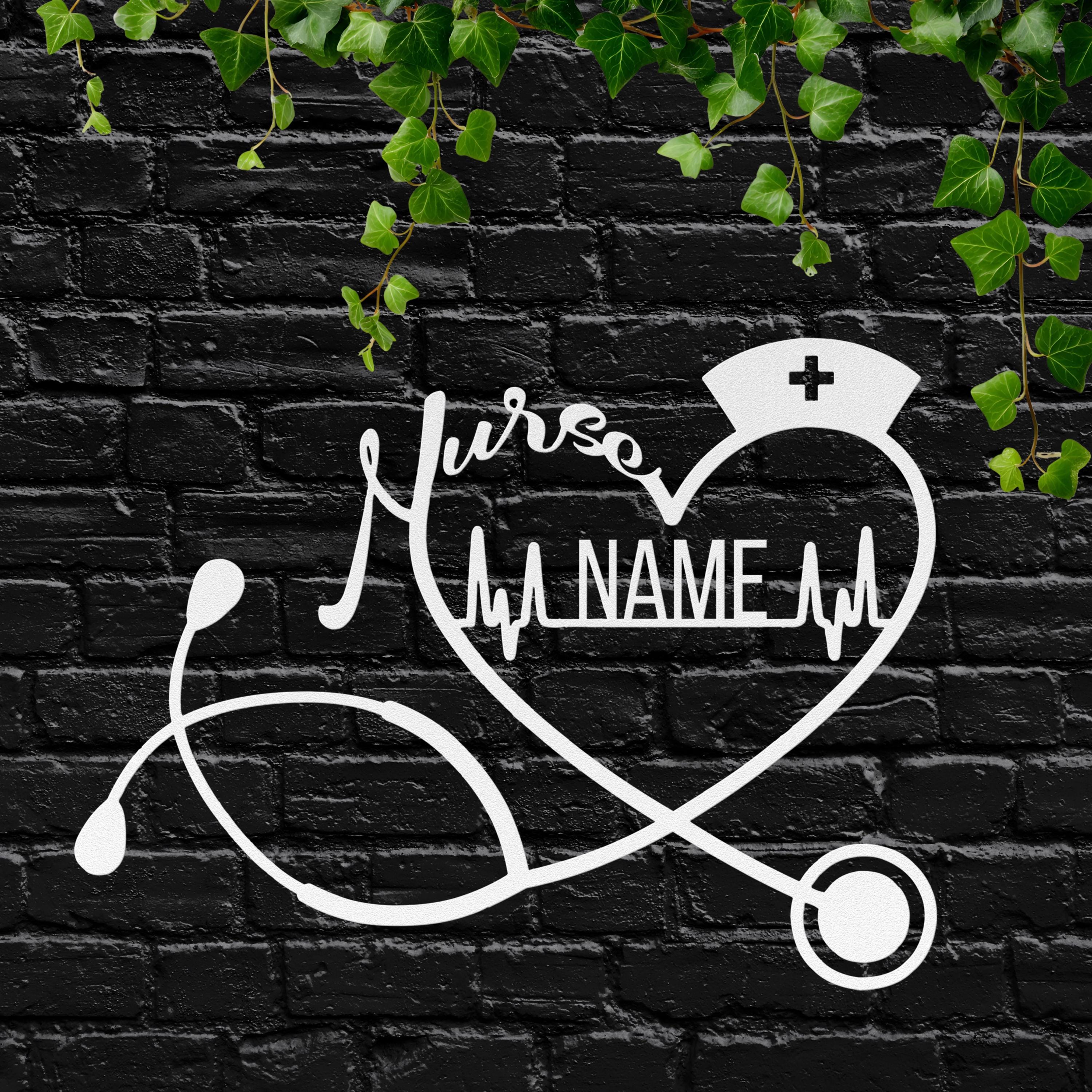 Personalized Nurse Sign - Custom Nurse Metal Sign | Stethoscope Wall Art Gift