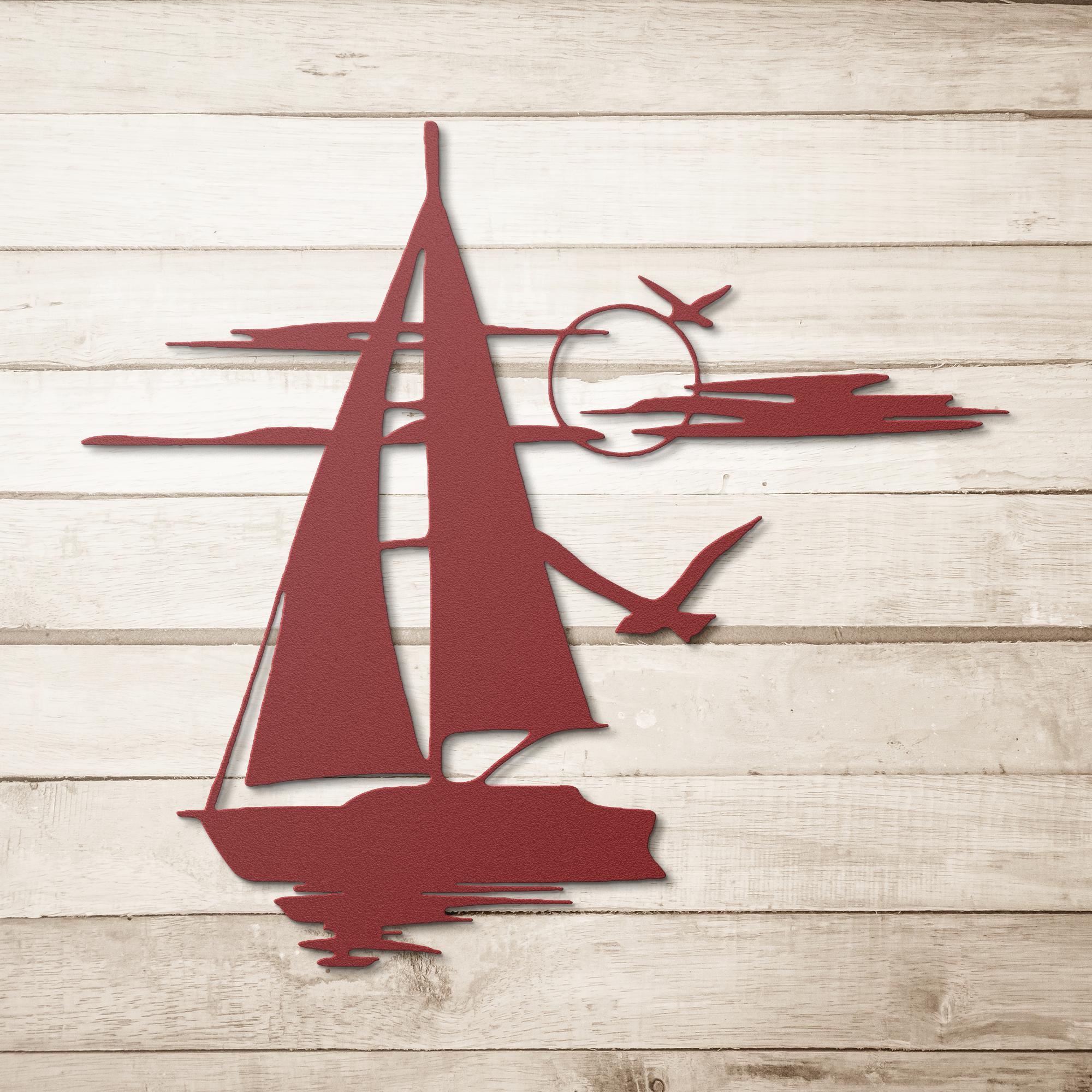 Sailboat Metal Wall Art – Nautical Metal Sign | Coastal Home Decor, Durable Steel Art