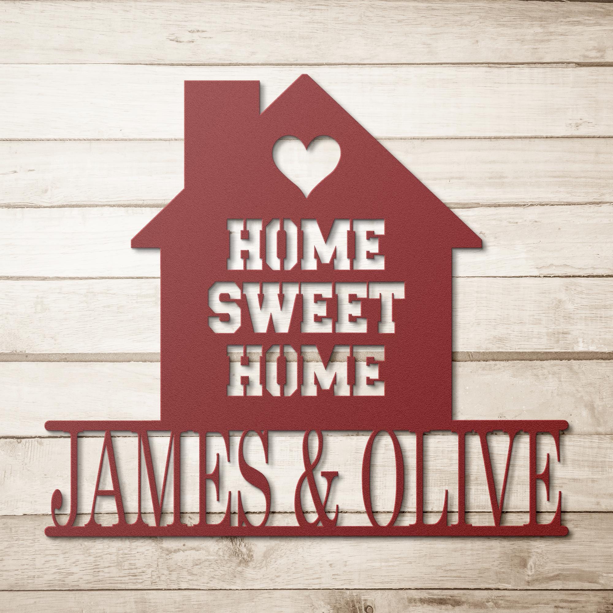 Custom Metal Family Name Sign - House Silhouette, Anniversary Gift