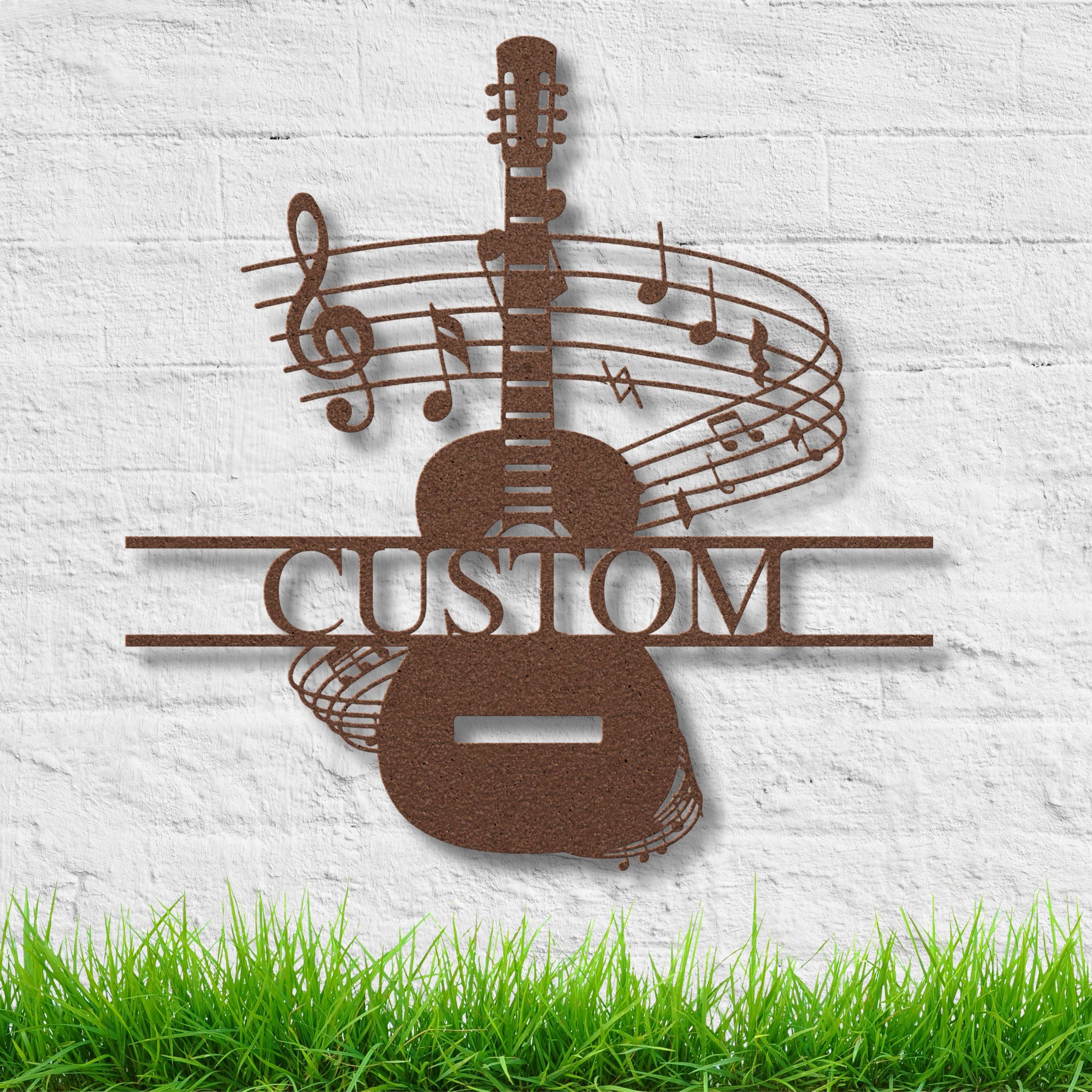 Personalized Guitar Sign - Custom Name Musician Metal Art | Split Monogram Studio Decor