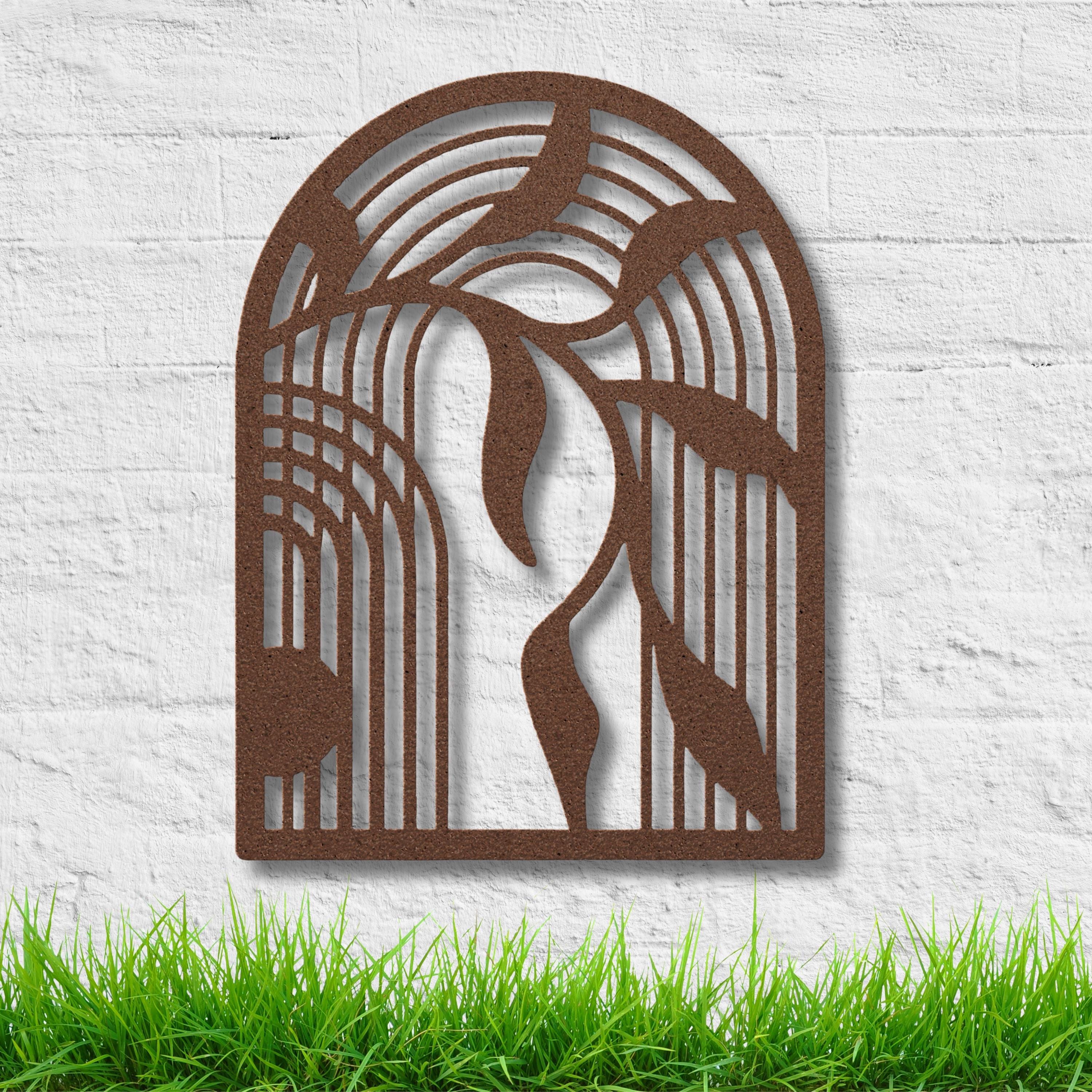 Modern Arch Metal Wall Art, Minimalist Leaf Design Sign, Nature Inspired Boho Home Decor