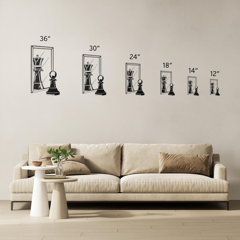 Motivational Chess Wall Art – Pawn Mirror Reflection Metal Chess Decor