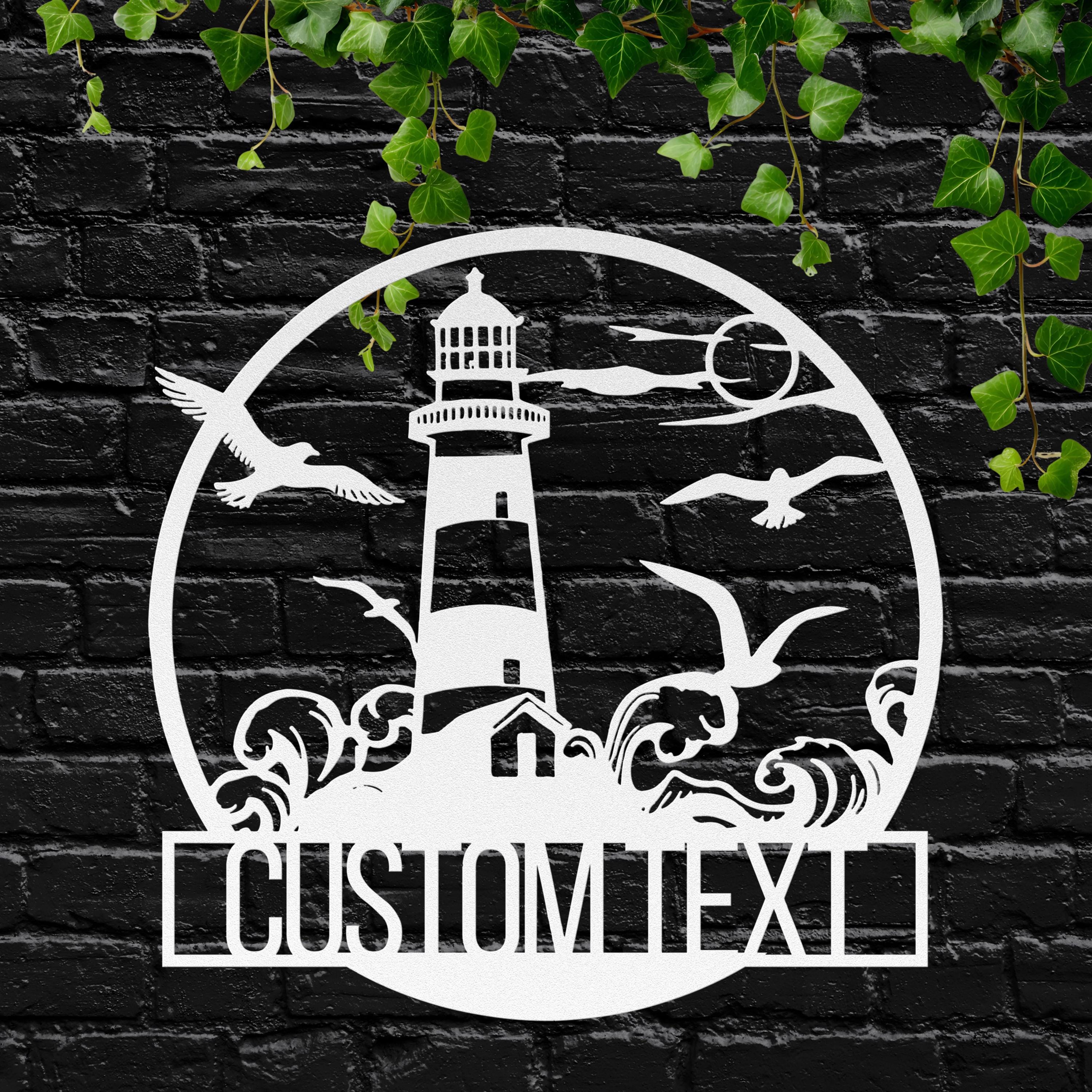 Personalized Lighthouse Metal Sign, Coastal Nautical Decor