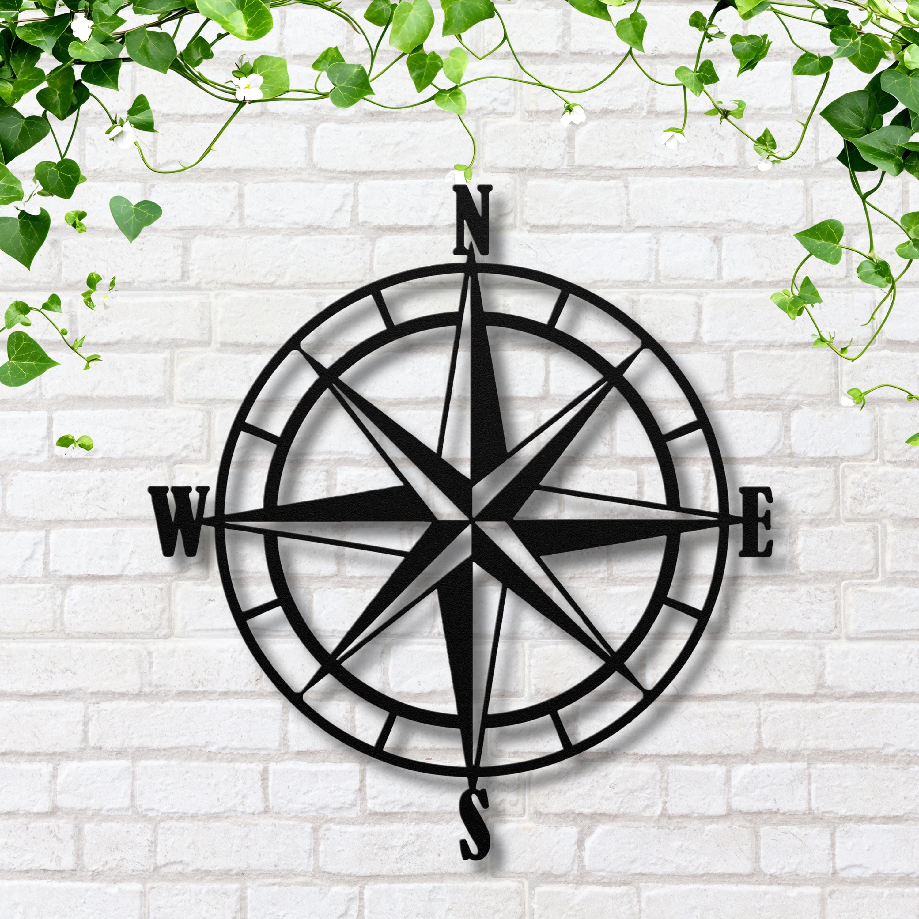 Compass Rose Metal Wall Art | Nautical Die Cut Sign | Adventure Home Decor | Wanderlust Gift for Him Her | Map Decor