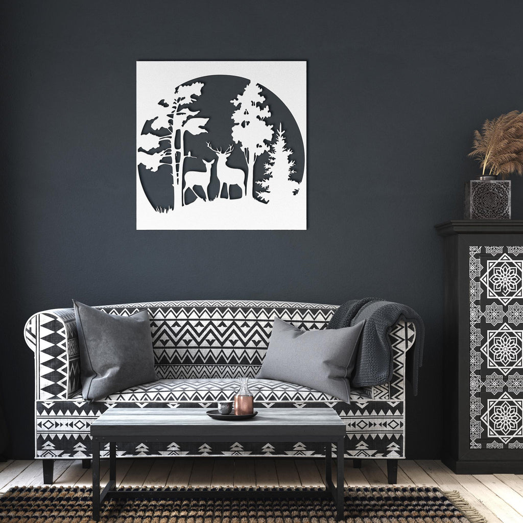 Deer Metal Wall Art - Rustic Cabin Decor | Laser Cut Wildlife Silhouette Sign