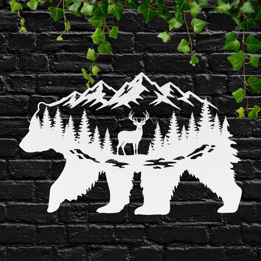 Mountain Bear Metal Wall Art: Wildlife Silhouette Cabin Decor