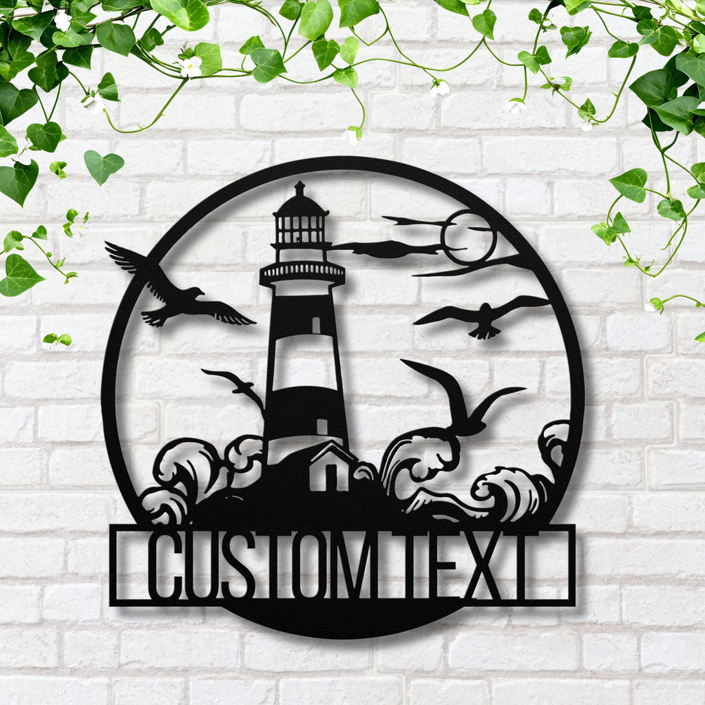 Personalized Lighthouse Metal Sign, Coastal Nautical Decor
