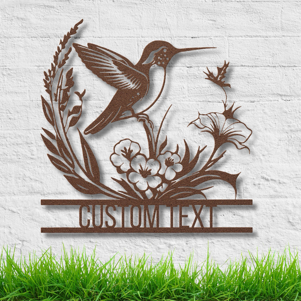 Personalized Hummingbird Metal Sign, Custom Garden Decor