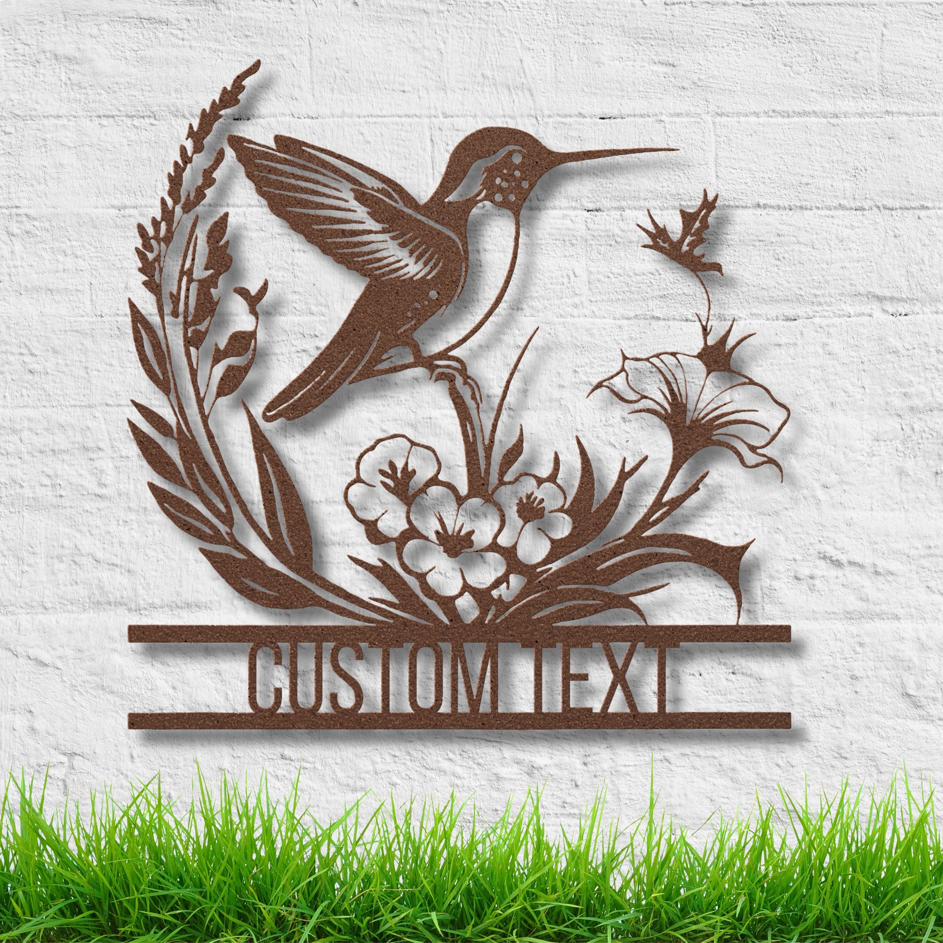 Personalized Hummingbird Metal Sign, Custom Garden Decor