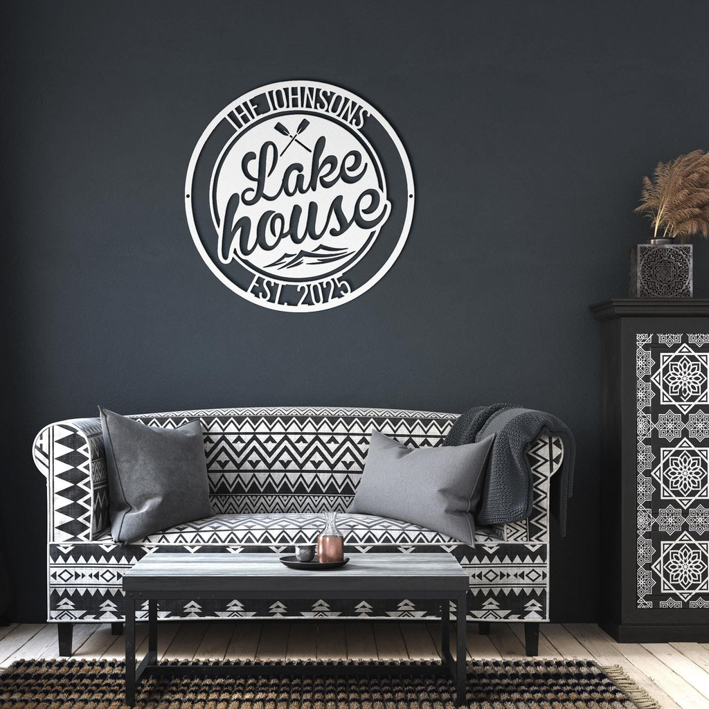 Custom Lake House Metal Sign | Personalized Family Name, Est. Year