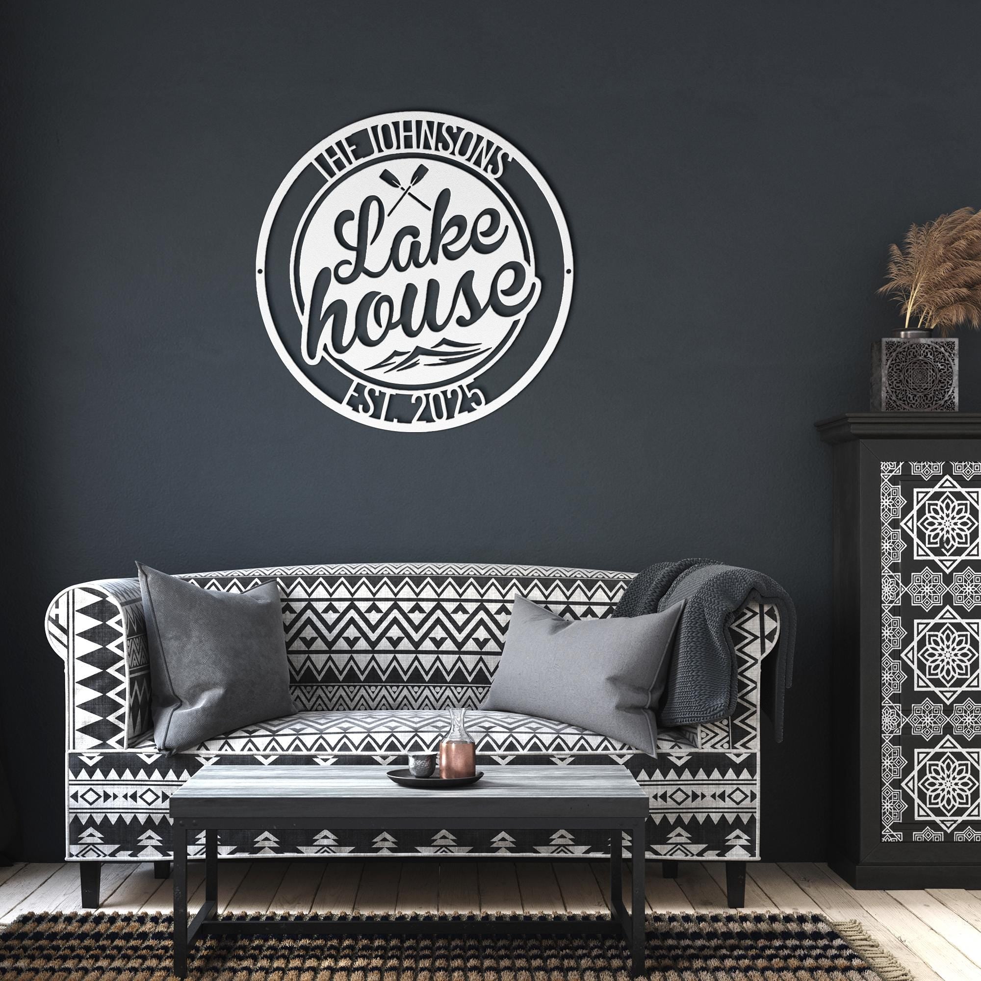 Custom Lake House Metal Sign | Personalized Family Name, Est. Year