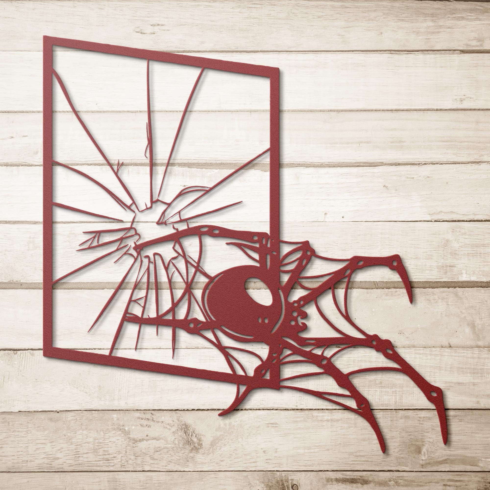Spider Metal Wall Art, Halloween Horror Decor, Cracked Window Sign, Spooky Gothic Home Decor, Creepy Crawly Metal Art Gift