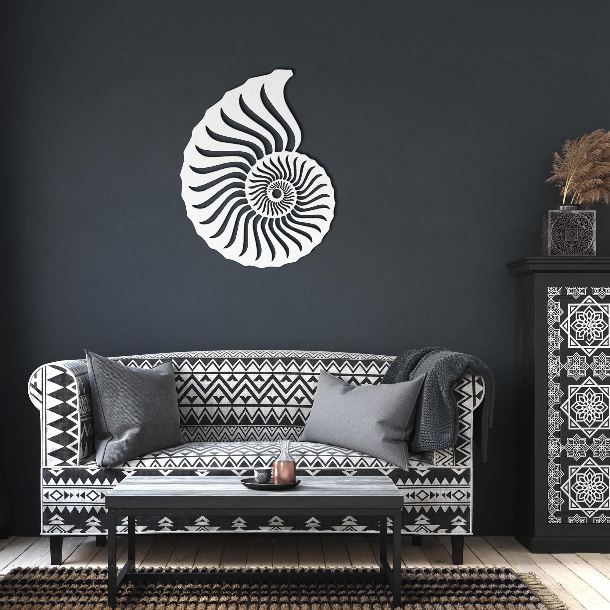 Nautilus Shell Metal Wall Art | Golden Ratio Decor