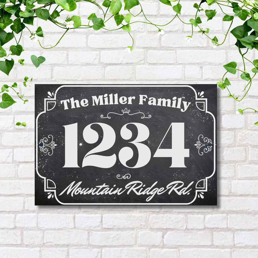 Personalized Chalkboard Sign | Custom Metal Plaque With Family Name & House Number Plate