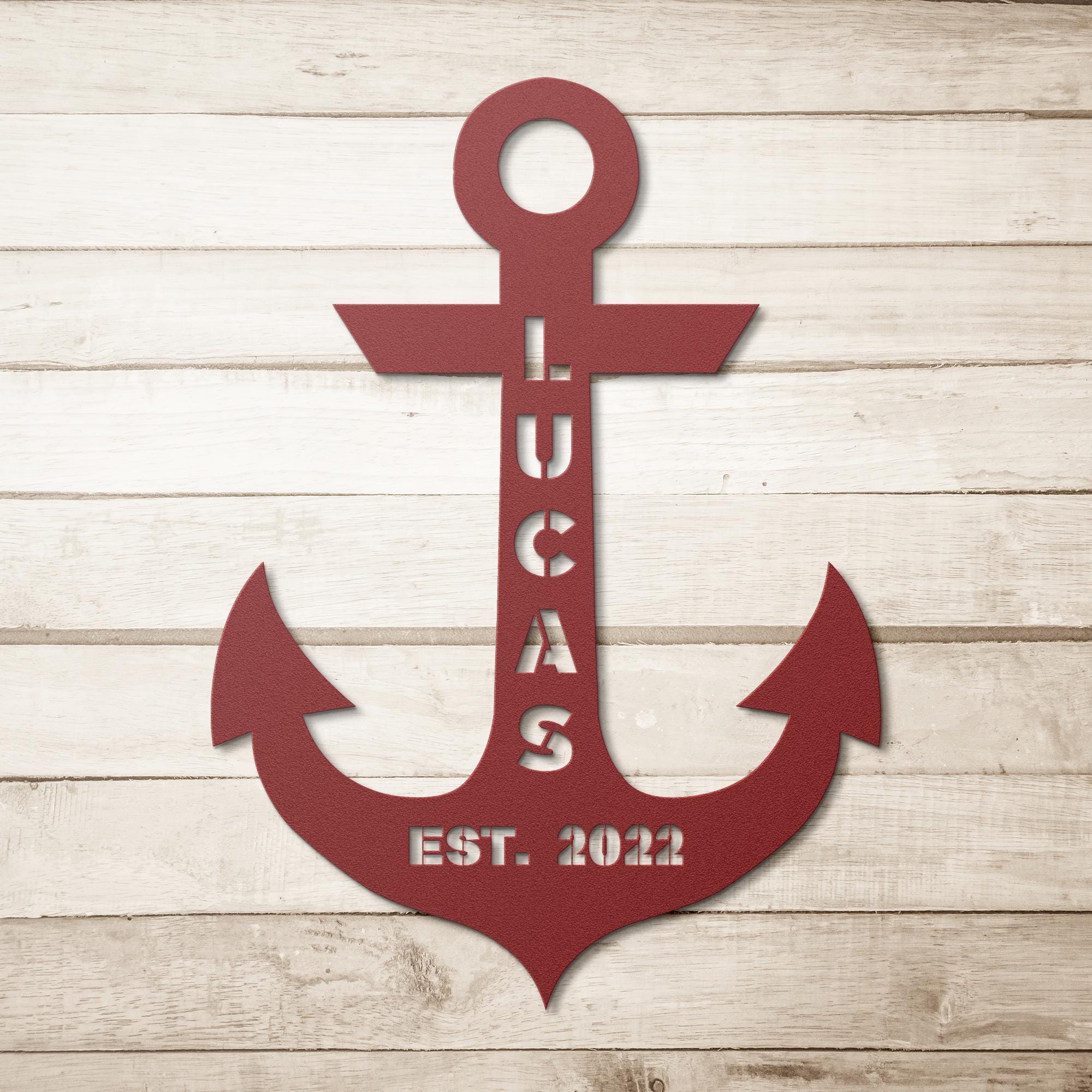 Custom Metal Anchor Sign: Nautical Coastal Decor