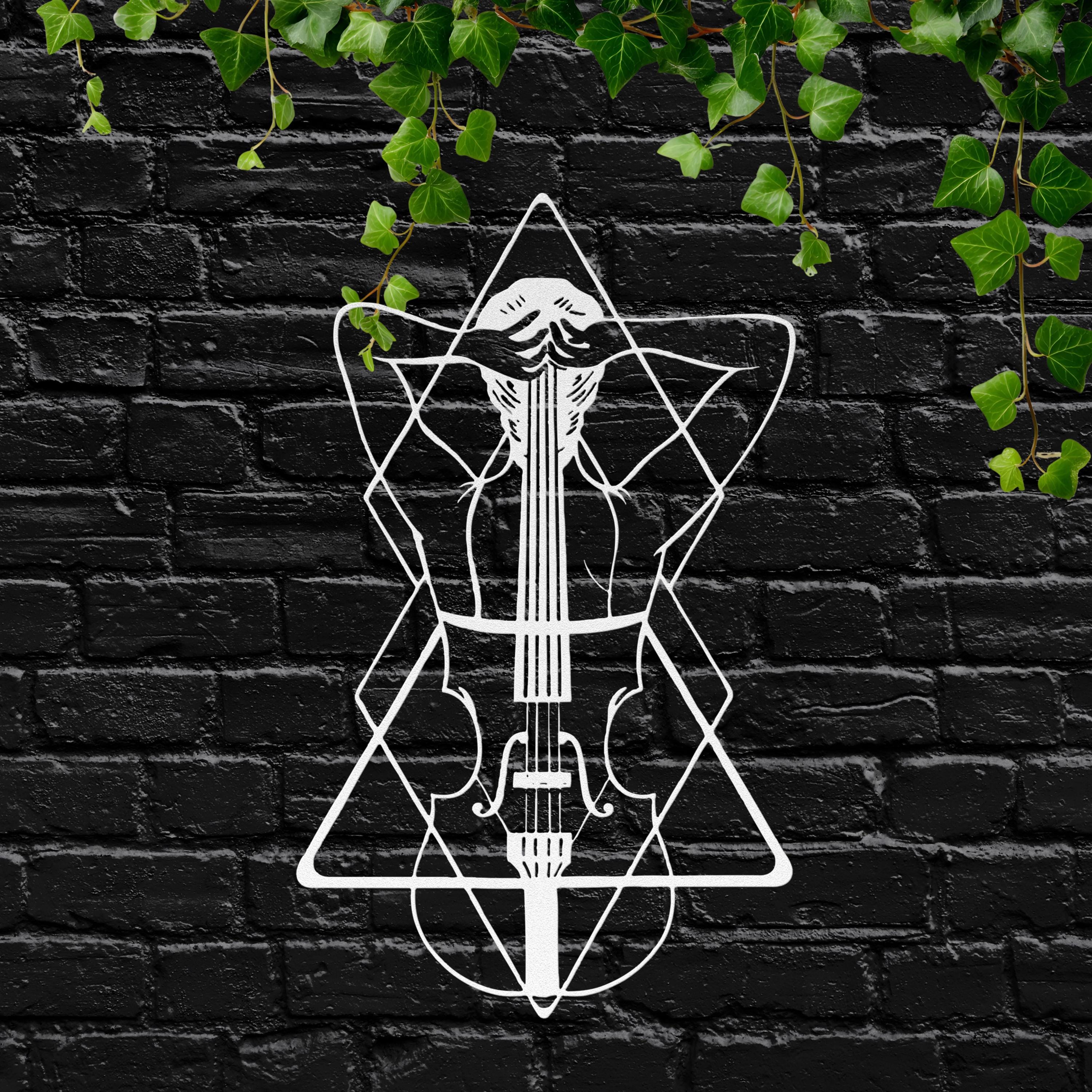 Violin Metal Wall Art, Geometric Female Figure, Music Lover Gift
