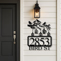 Personalized Bird Address Sign, Custom Metal House Numbers, Bird Cage Wall Art, Unique Home Decor, New Homeowner Gift