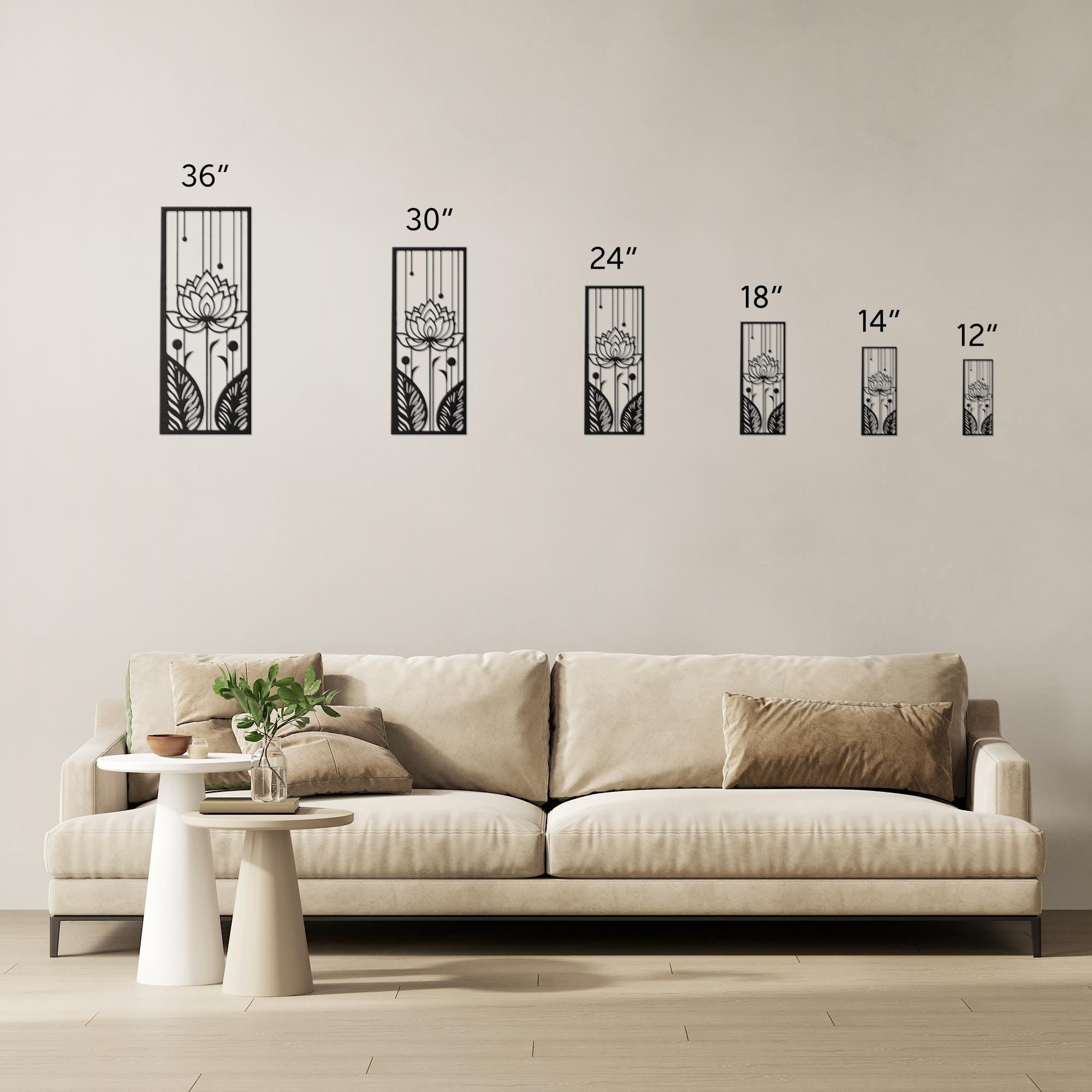 Lotus Flower Metal Wall Art, Zen Floral Decor, Yoga Studio Sign, Botanical Wall Art