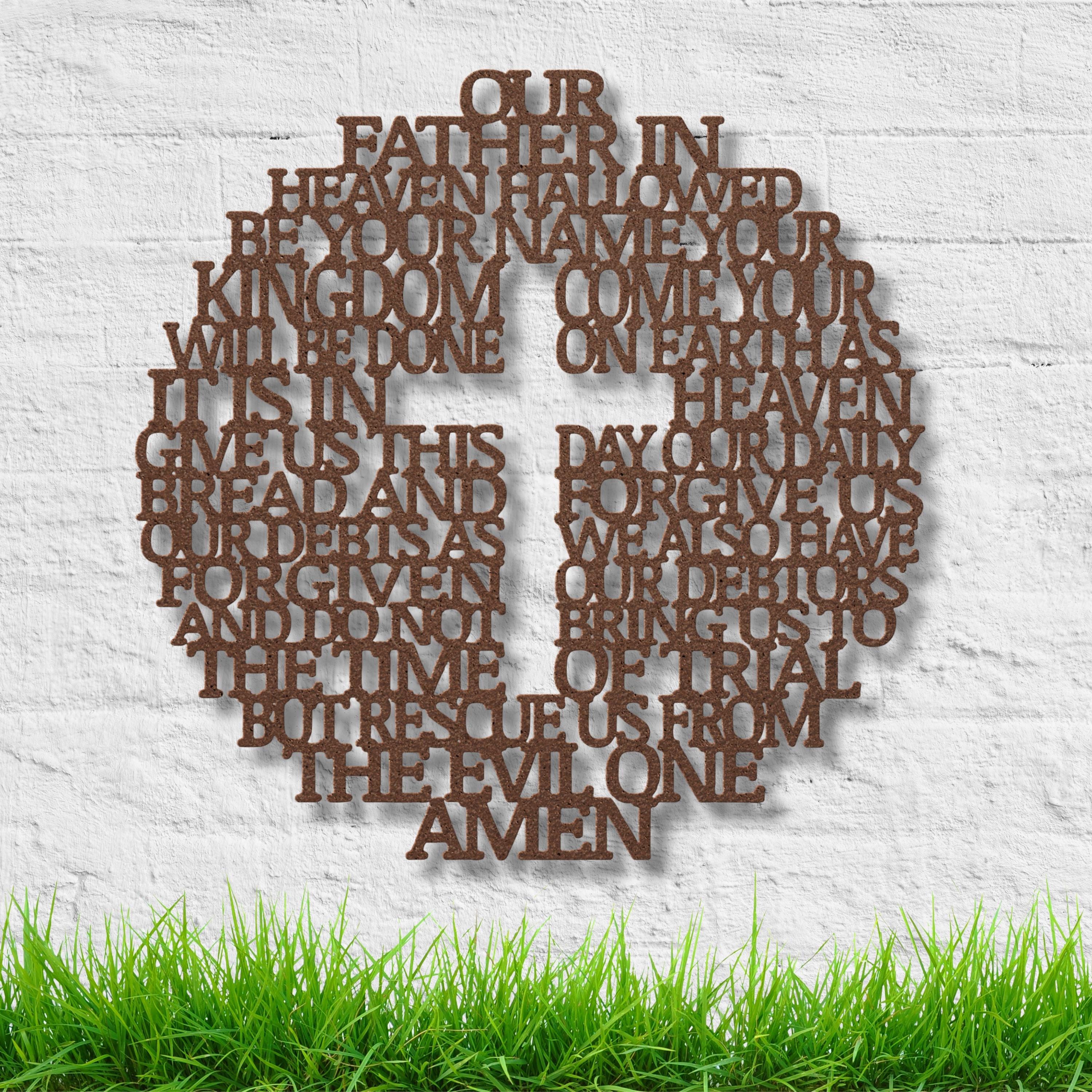 Lords Prayer Metal Wall Art, Our Father Christian Sign, Religious Cross Home Decor