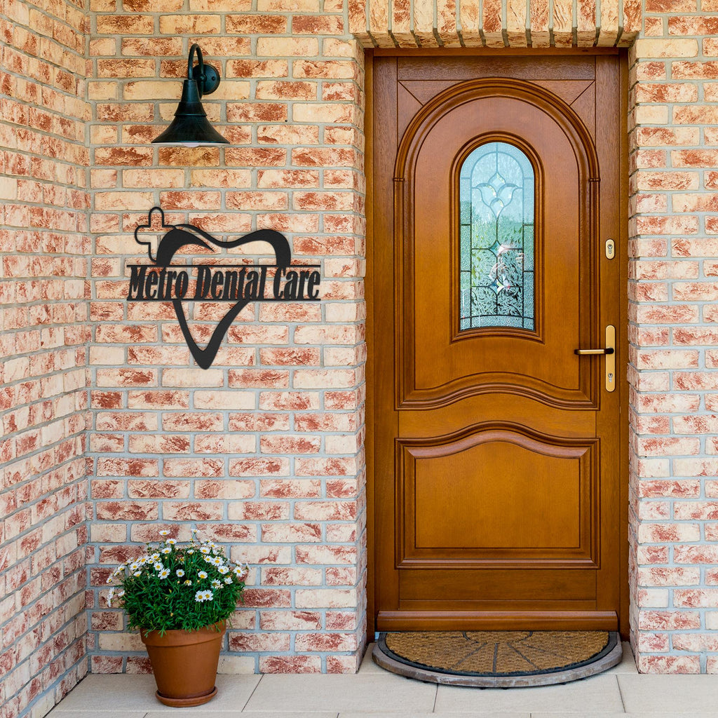 Custom Metal Business Sign – Teeth Logo, Dental Office Decor