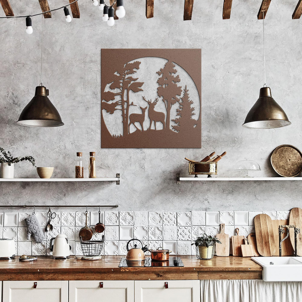 Deer Metal Wall Art - Rustic Cabin Decor | Laser Cut Wildlife Silhouette Sign