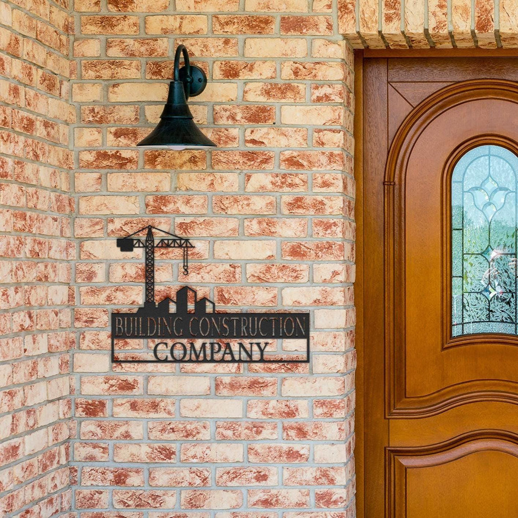 Custom Metal Construction Company Logo Sign: Tower Crane Decor
