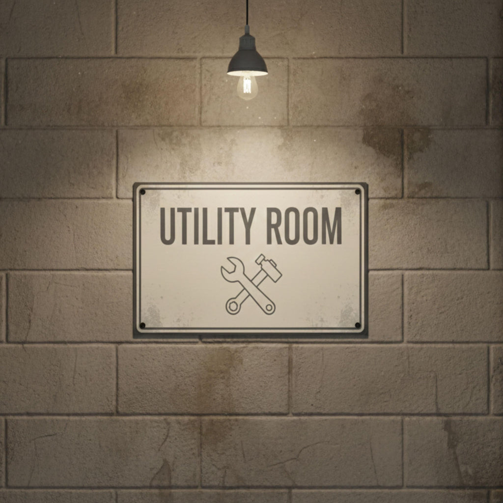 Utility Room Metal Sign, Garage Workshop Decor, Tool Room Wall Art, Maintenance Area Sign
