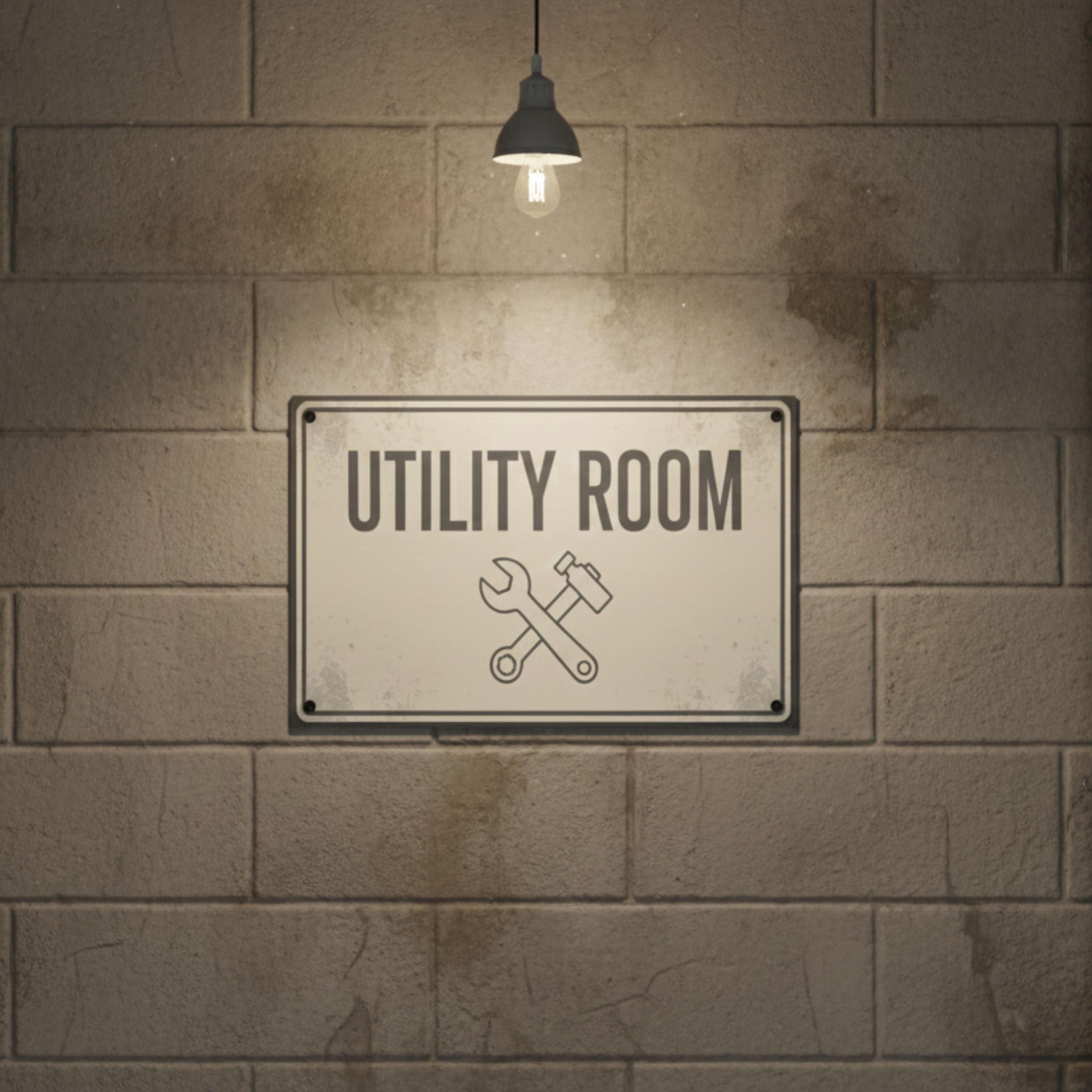 Utility Room Metal Sign, Garage Workshop Decor, Tool Room Wall Art, Maintenance Area Sign