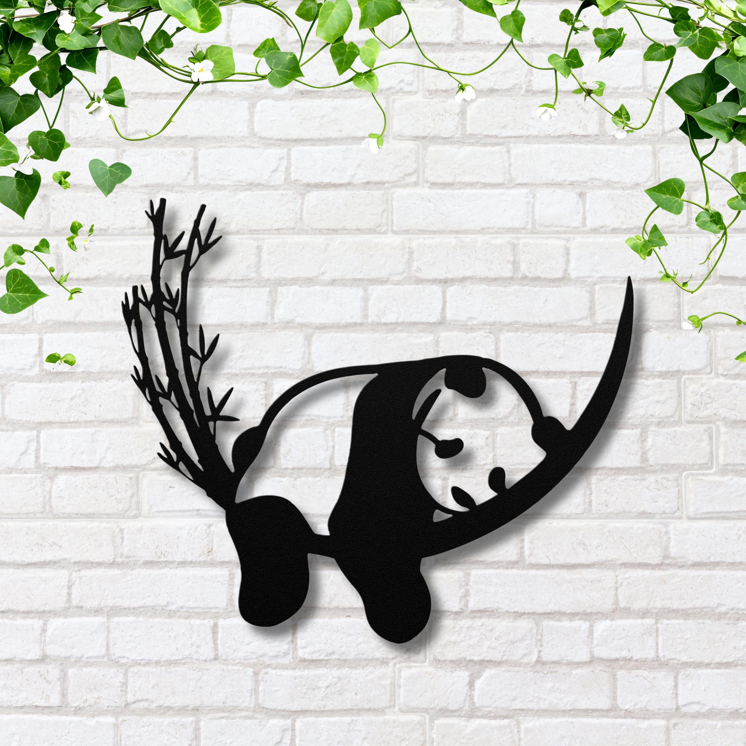 Cute Panda Metal Wall Art, Minimalist Animal Sign, Bamboo Bear Silhouette Decor, Kids Room Nursery Wall Hanging, Unique Bear Lover Gift