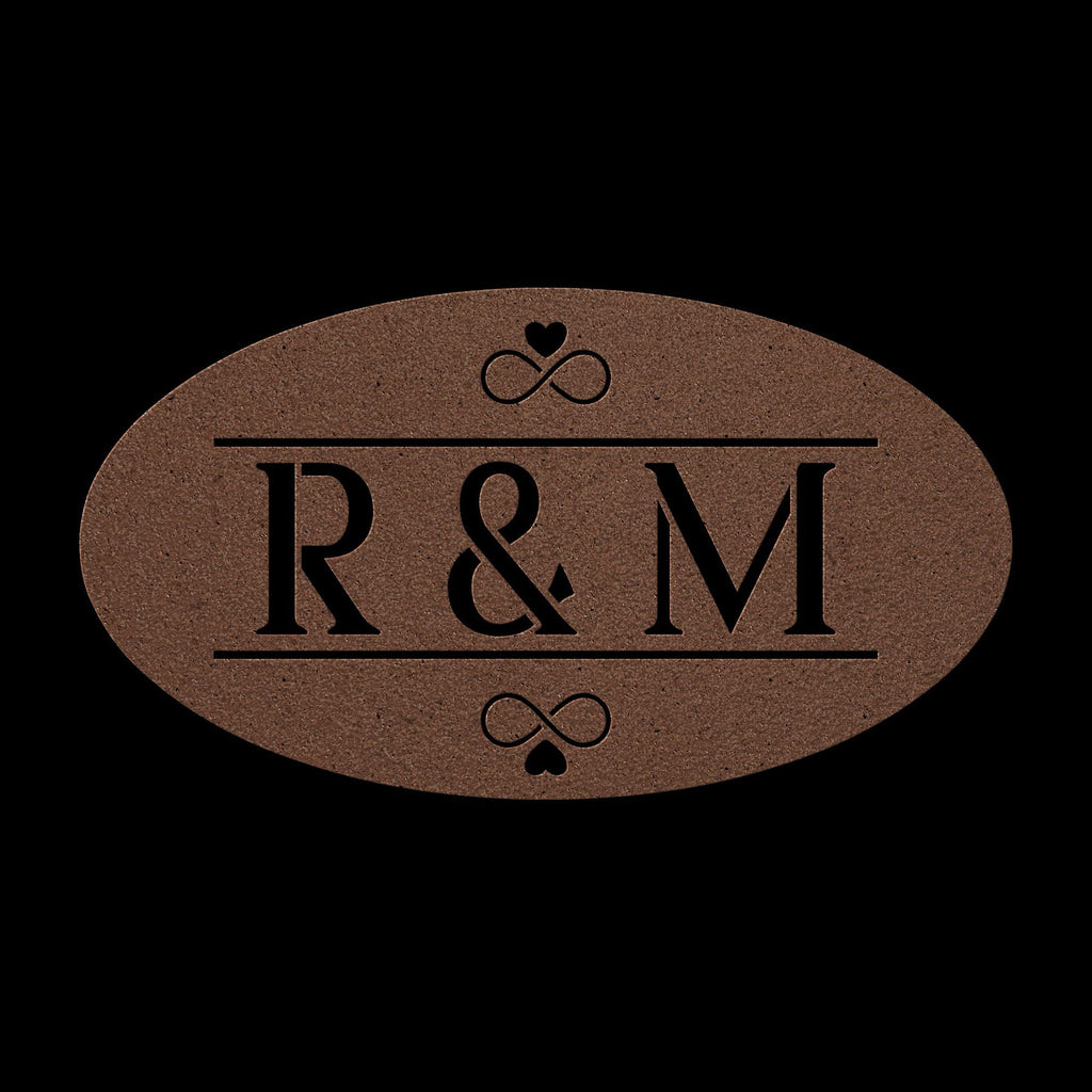 Custom Couple Initials Metal Sign: Oval Monogram Wedding Gift