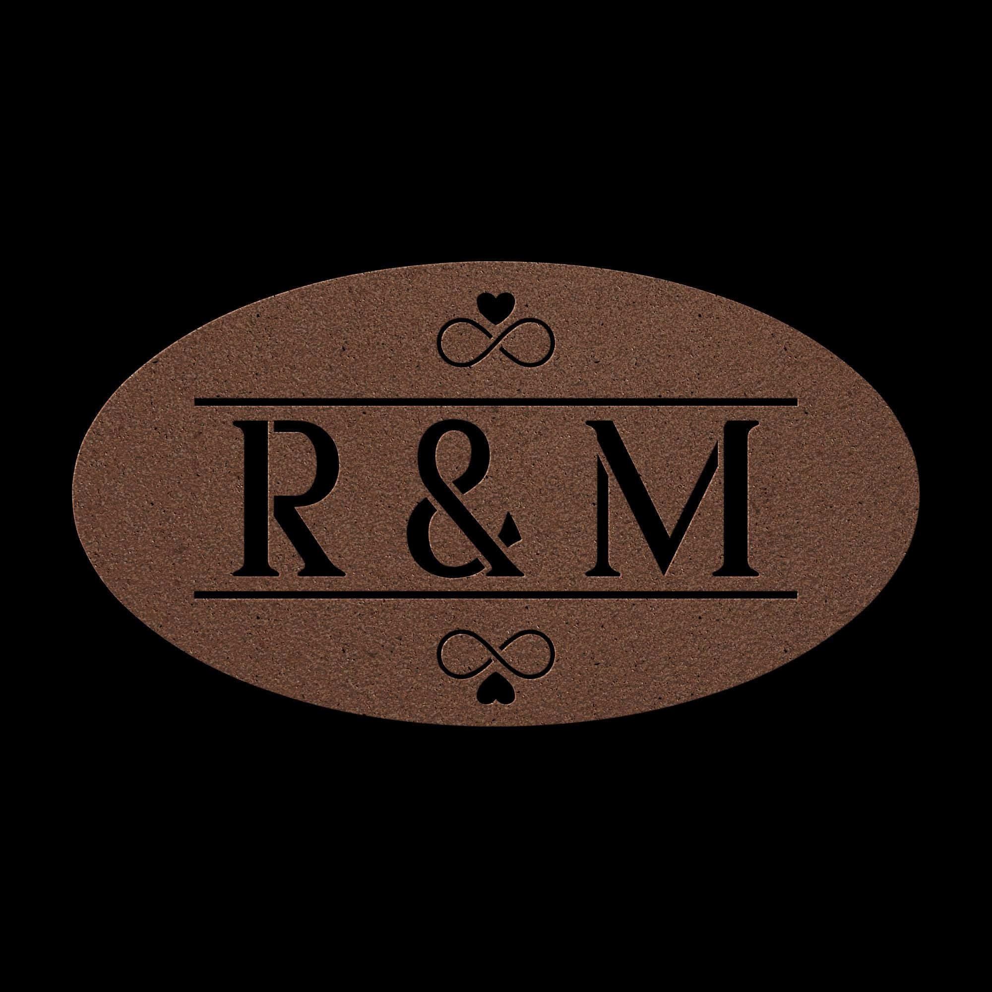 Custom Couple Initials Metal Sign: Oval Monogram Wedding Gift