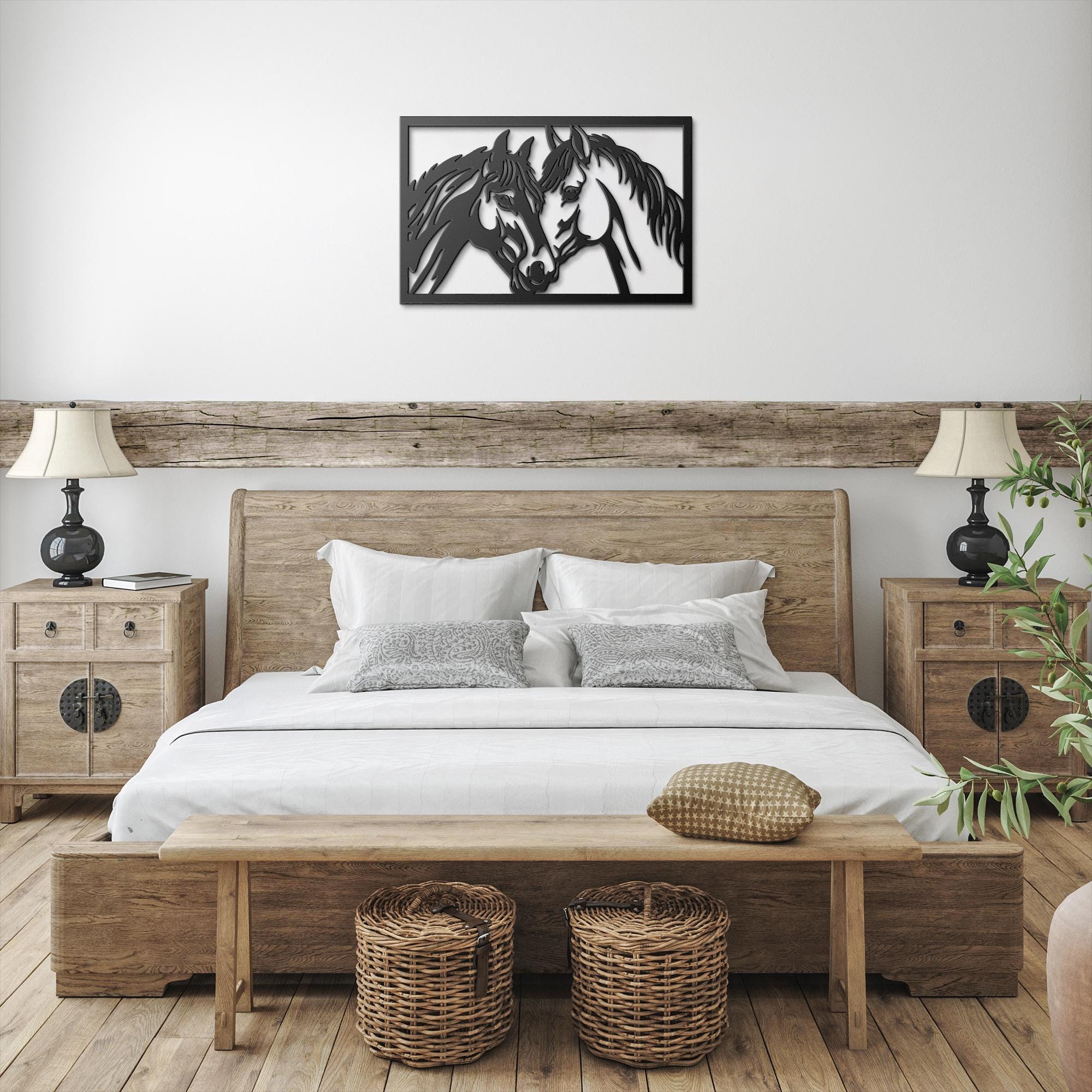 Horse Metal Art | Intertwined Horses Silhouette - Custom Ranch Style Sign