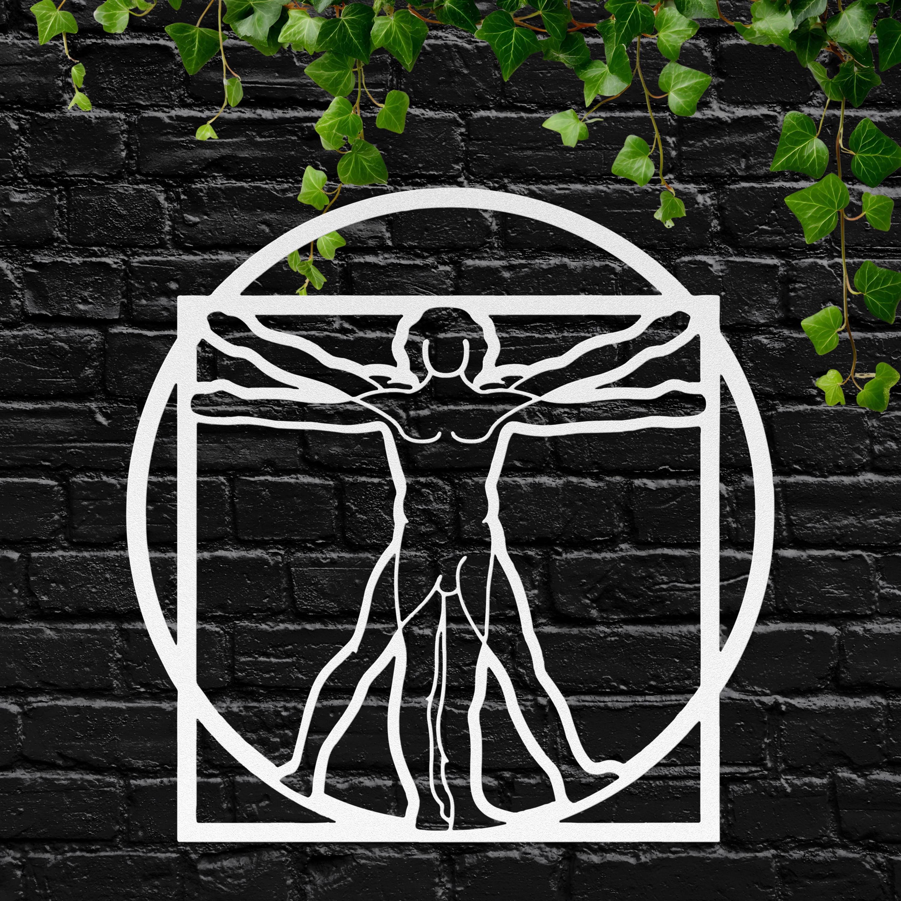 Vitruvian Man Metal Art - Leonardo Da Vinci Sign | Anatomical Wall Decor