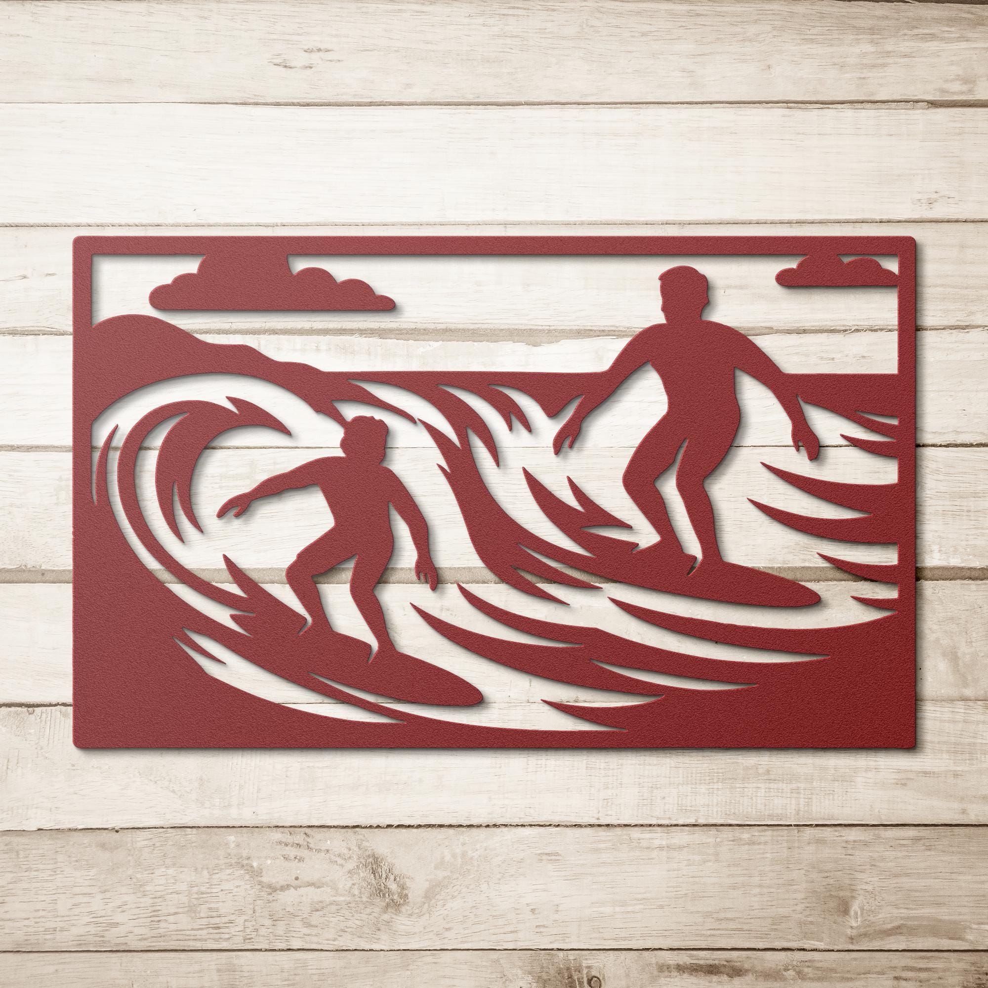 Surfing Metal Wall Art, Ocean Wave Rider Sign, Coastal Surfer Gift, Beach House Decor