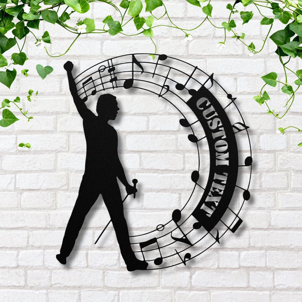 Personalized Musician Metal Sign, Rock Star Silhouette, Custom Music Notes