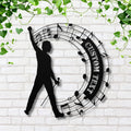 Personalized Musician Metal Sign, Rock Star Silhouette, Custom Music Notes