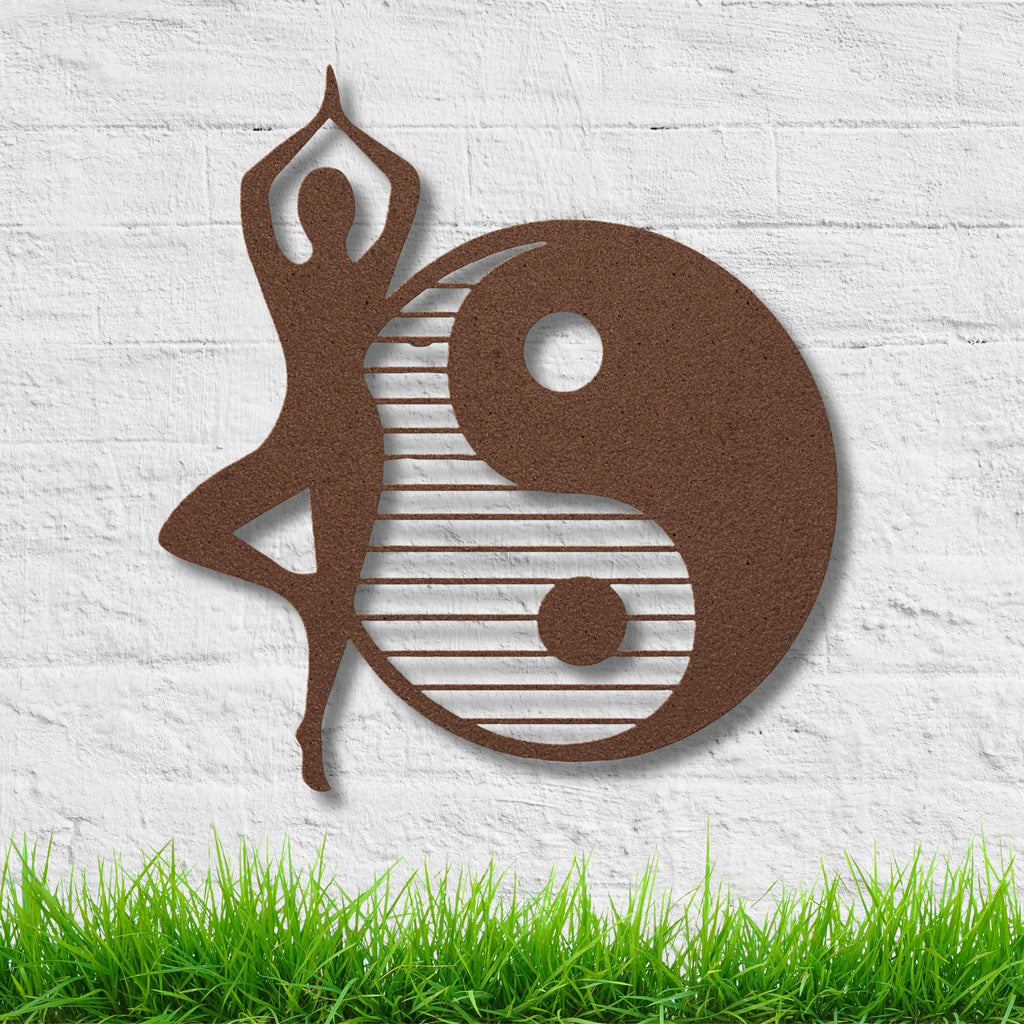 Yoga Pose Yin Yang Metal Wall Art, Meditation Decor