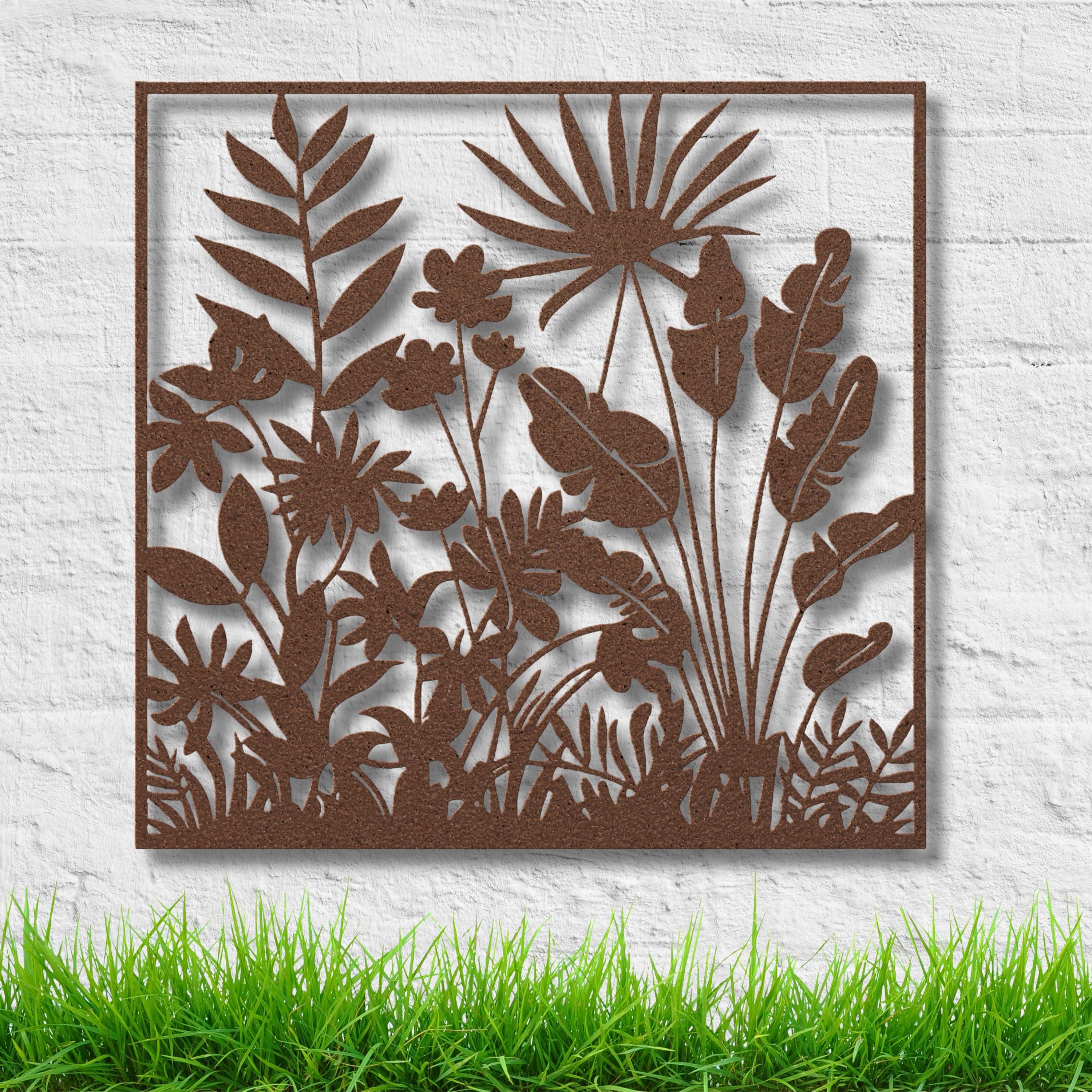 Tropical Leaves Metal Wall Art, Botanical Garden Sign, Modern Jungle Foliage Decor